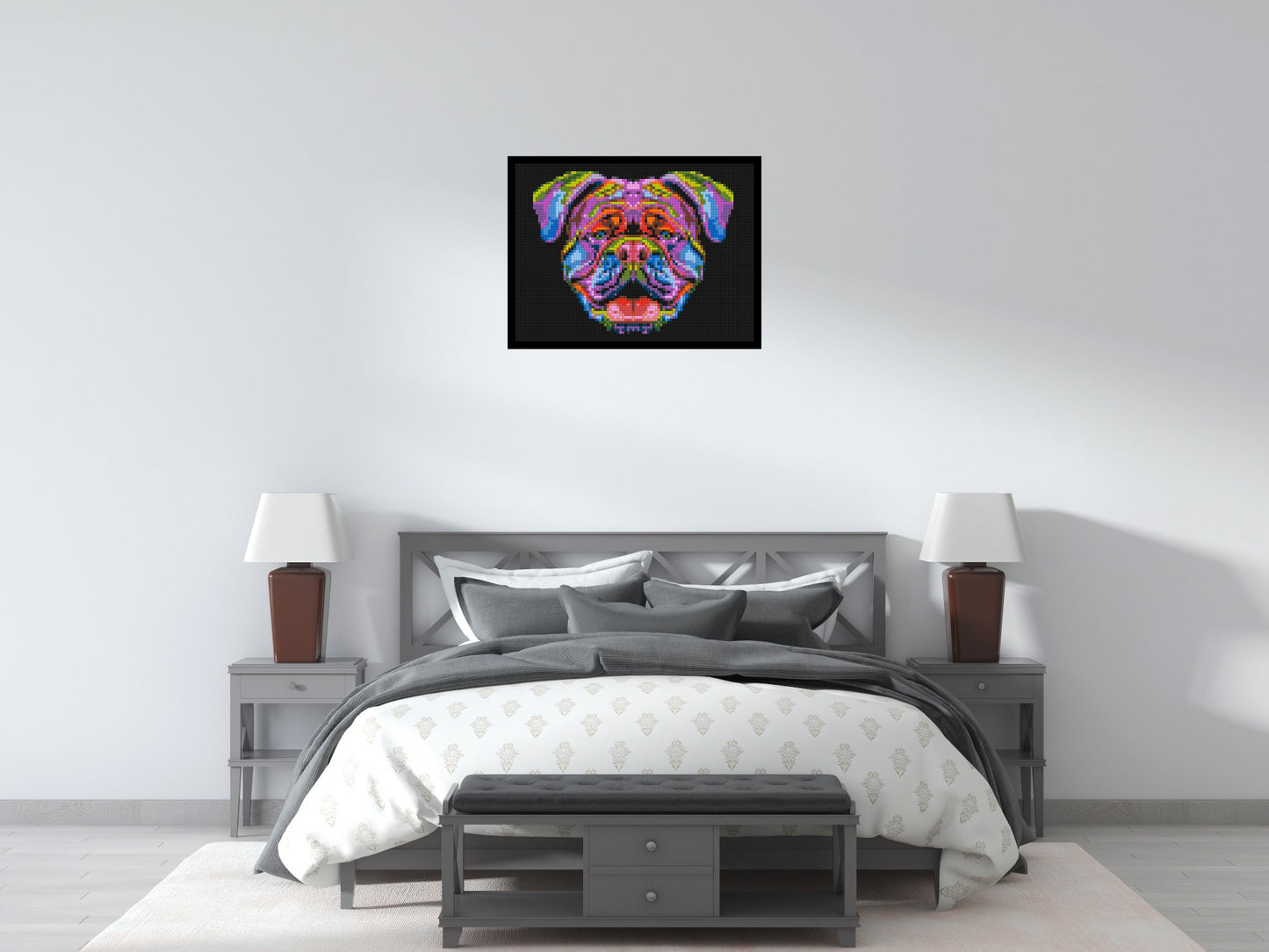 British Bulldog Colourful Pop Art - Brick Art Mosaic Kit 4x3 large