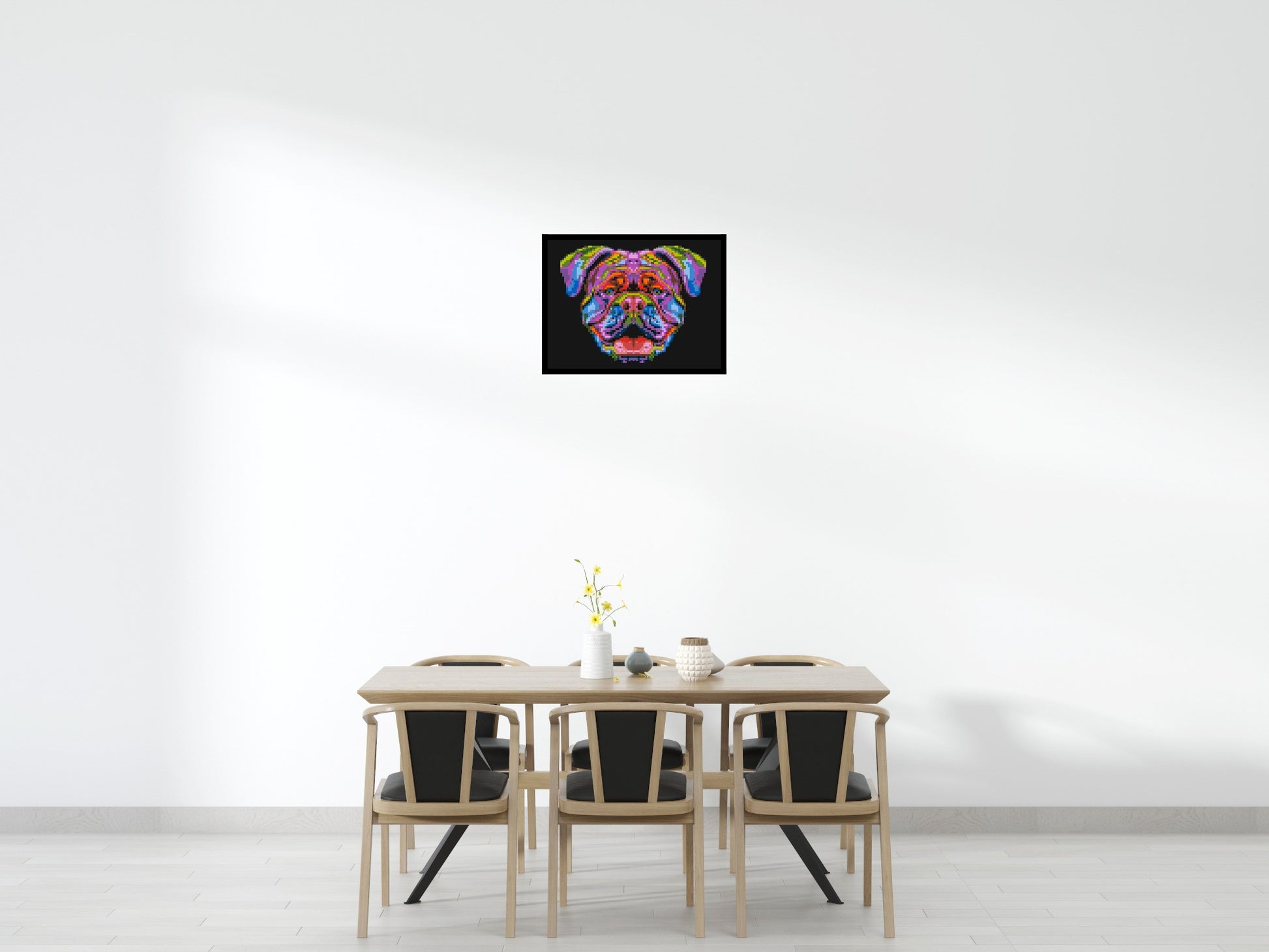 British Bulldog Colourful Pop Art - Brick Art Mosaic Kit 4x3 scene with frame