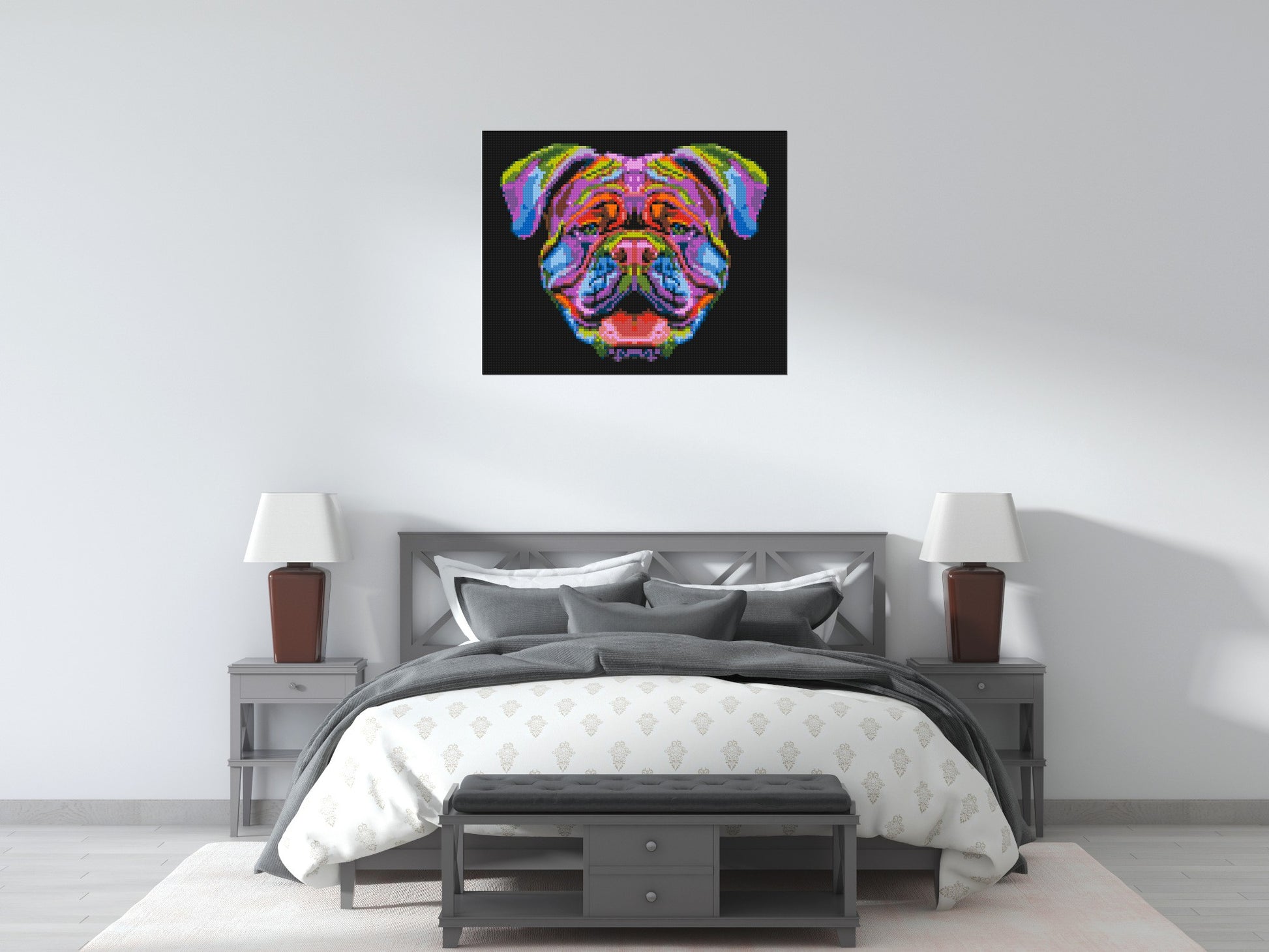 British Bulldog Colourful Pop Art - Brick Art Mosaic Kit 5x4 scene