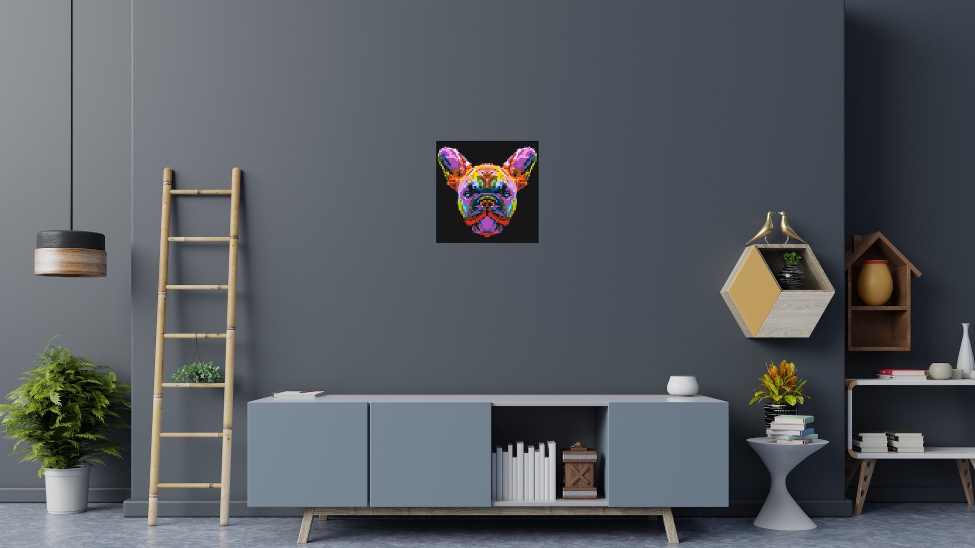 French Bulldog Colourful Pop Art - Brick Art Mosaic Kit 3x3 scene