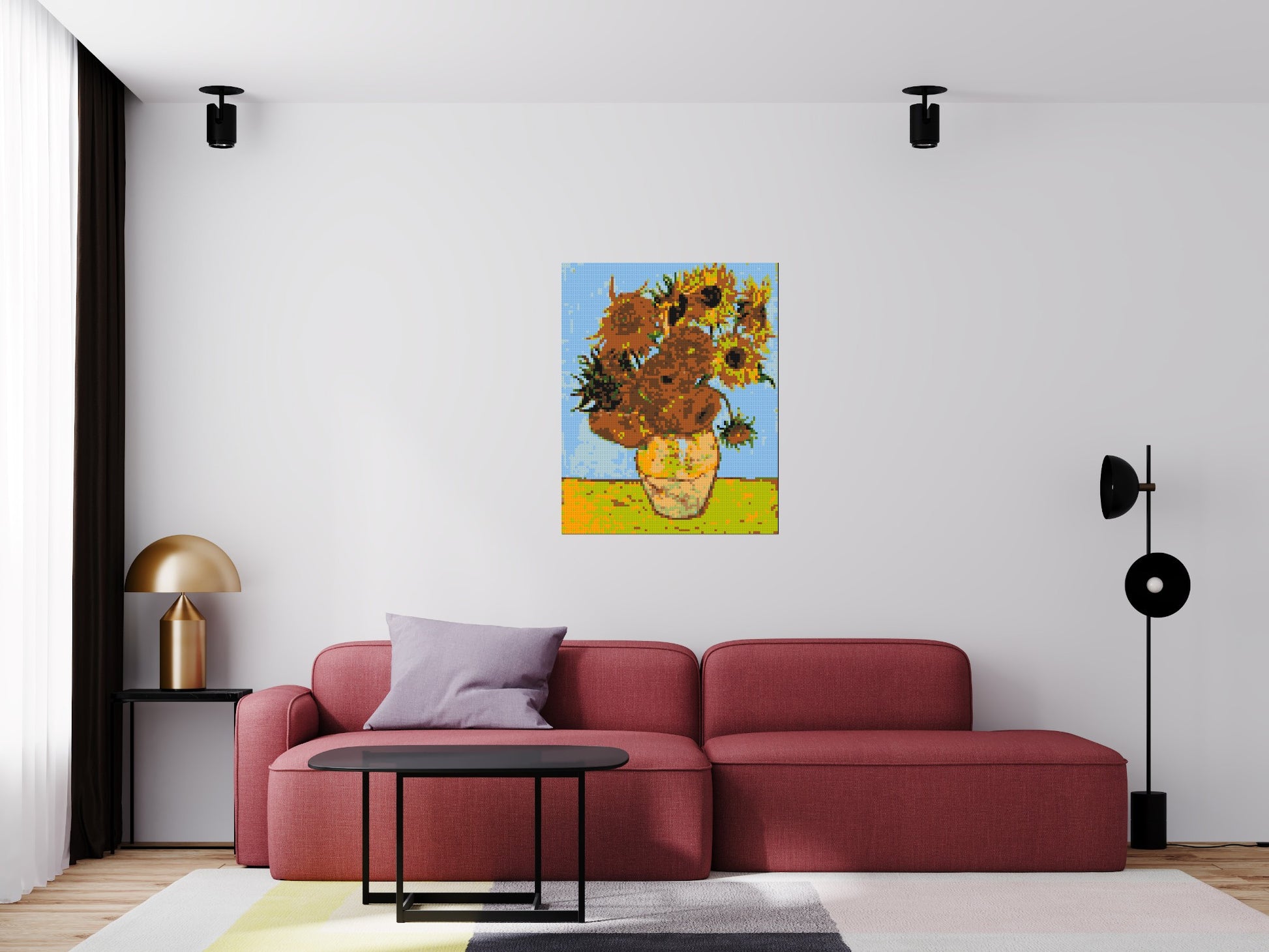 Sunflowers by Vincent Van Gogh - Brick Art Mosaic Kit 4x5 scene
