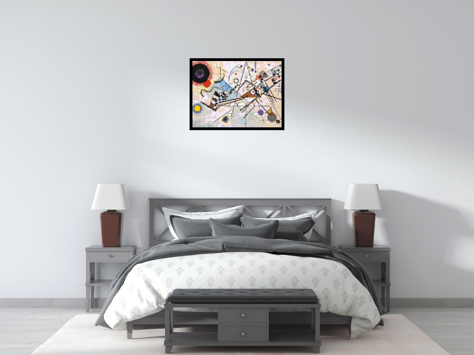 Composition VIII by Wassily Kandinsky - Brick Art Mosaic Kit 4x3 scene with frame