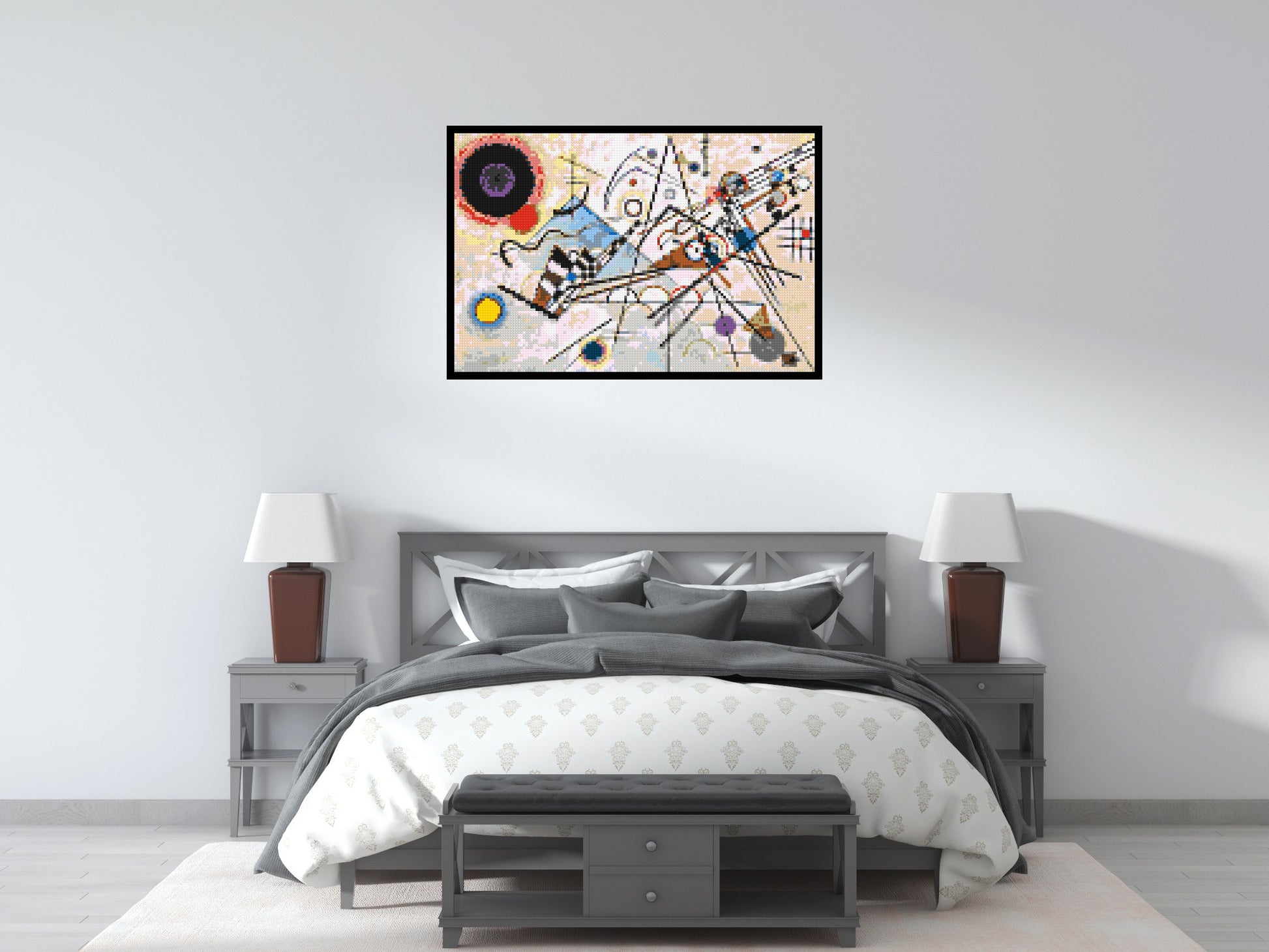 Composition VIII by Wassily Kandinsky - Brick Art Mosaic Kit 6x4 scene with frame