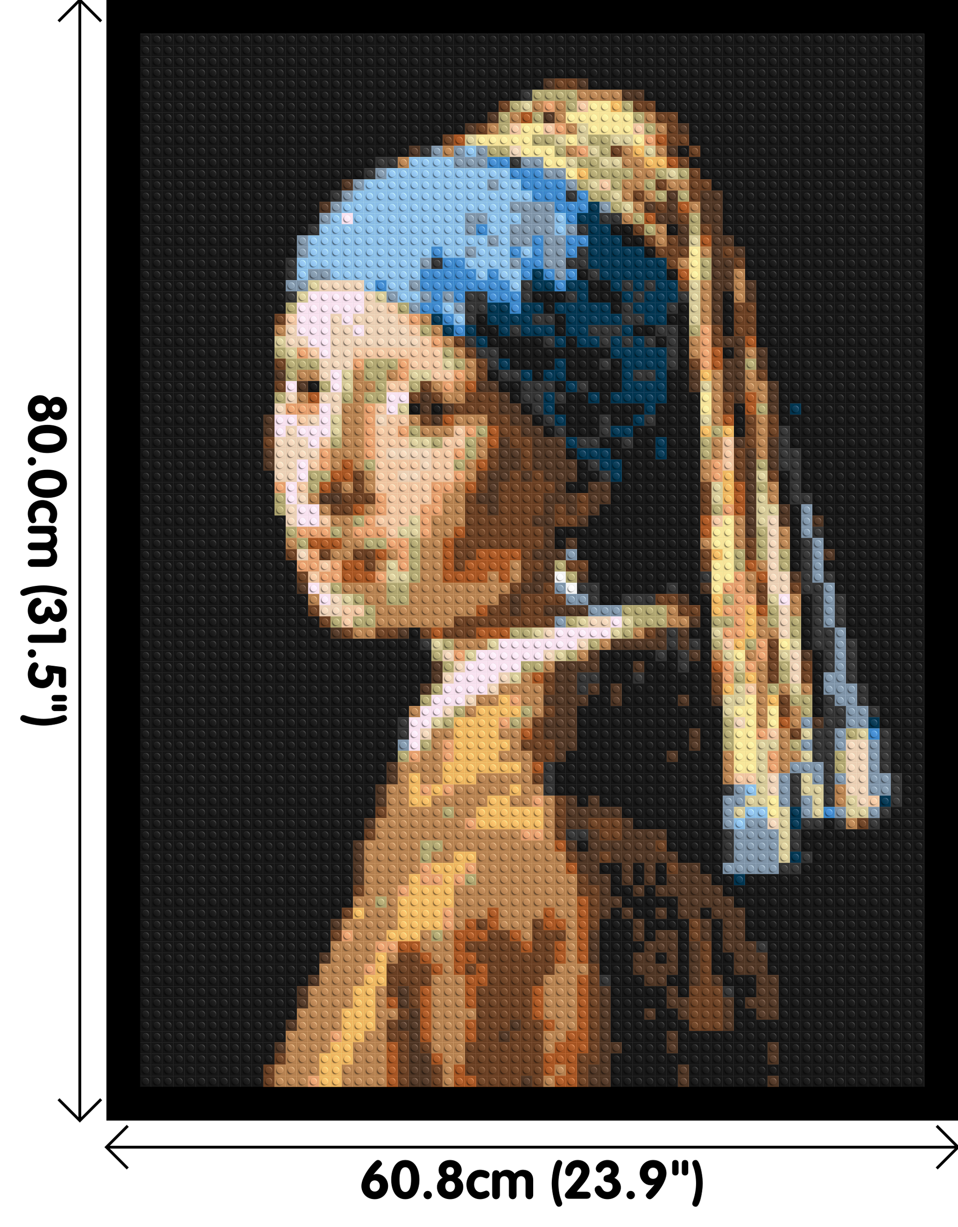 Girl with a Pearl Earring by Johannes Vermeer - Brick Art Mosaic Kit 3x4 dimensions with frame