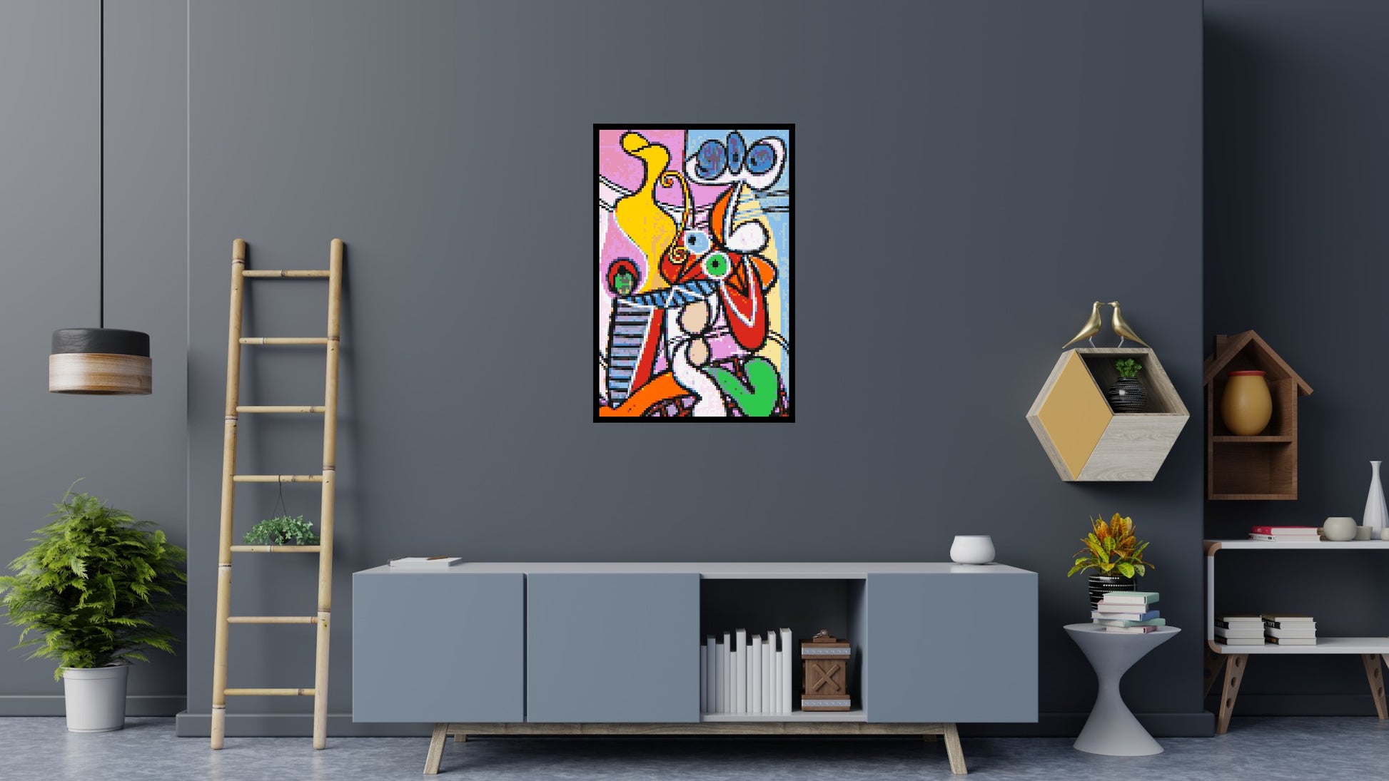 Great Still Life on a Pedestal by Pablo Picasso - Brick Art Mosaic Kit 4x6 scene with frame