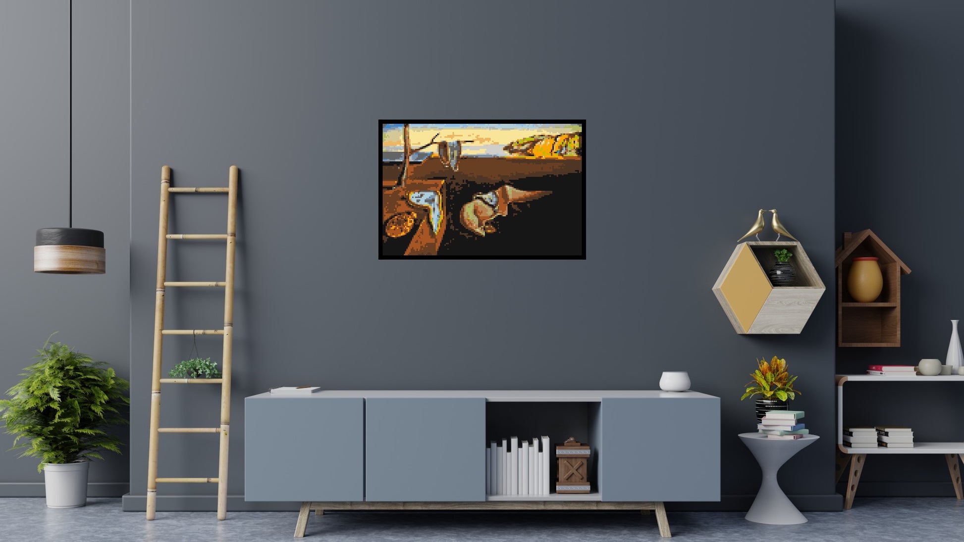 The Persistence of Memory by Salvador Dali - Brick Art Mosaic Kit 6x4 scene with frame