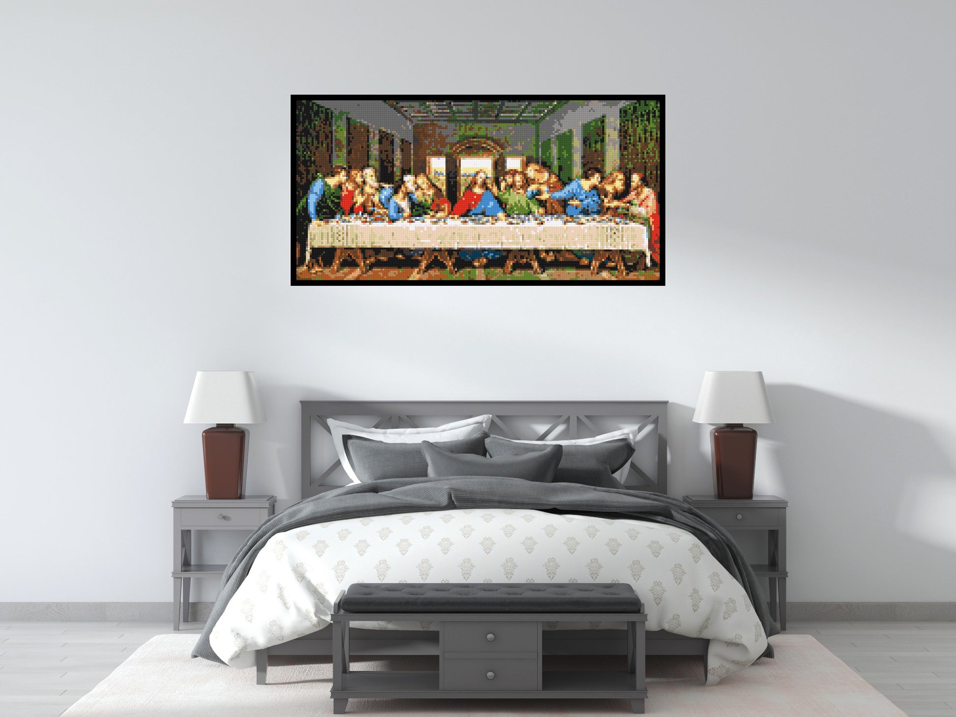 The Last Supper by Leonardo Da Vinci - Brick Art Mosaic Kit 8x4 scene with frame