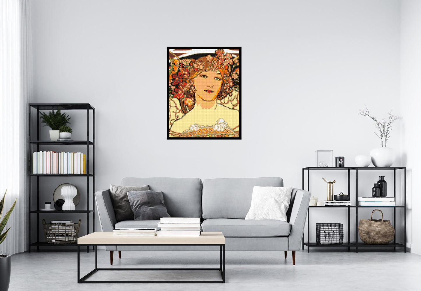 Detail of Reverie by Alphonse Mucha - Brick Art Mosaic Kit 4x5 large