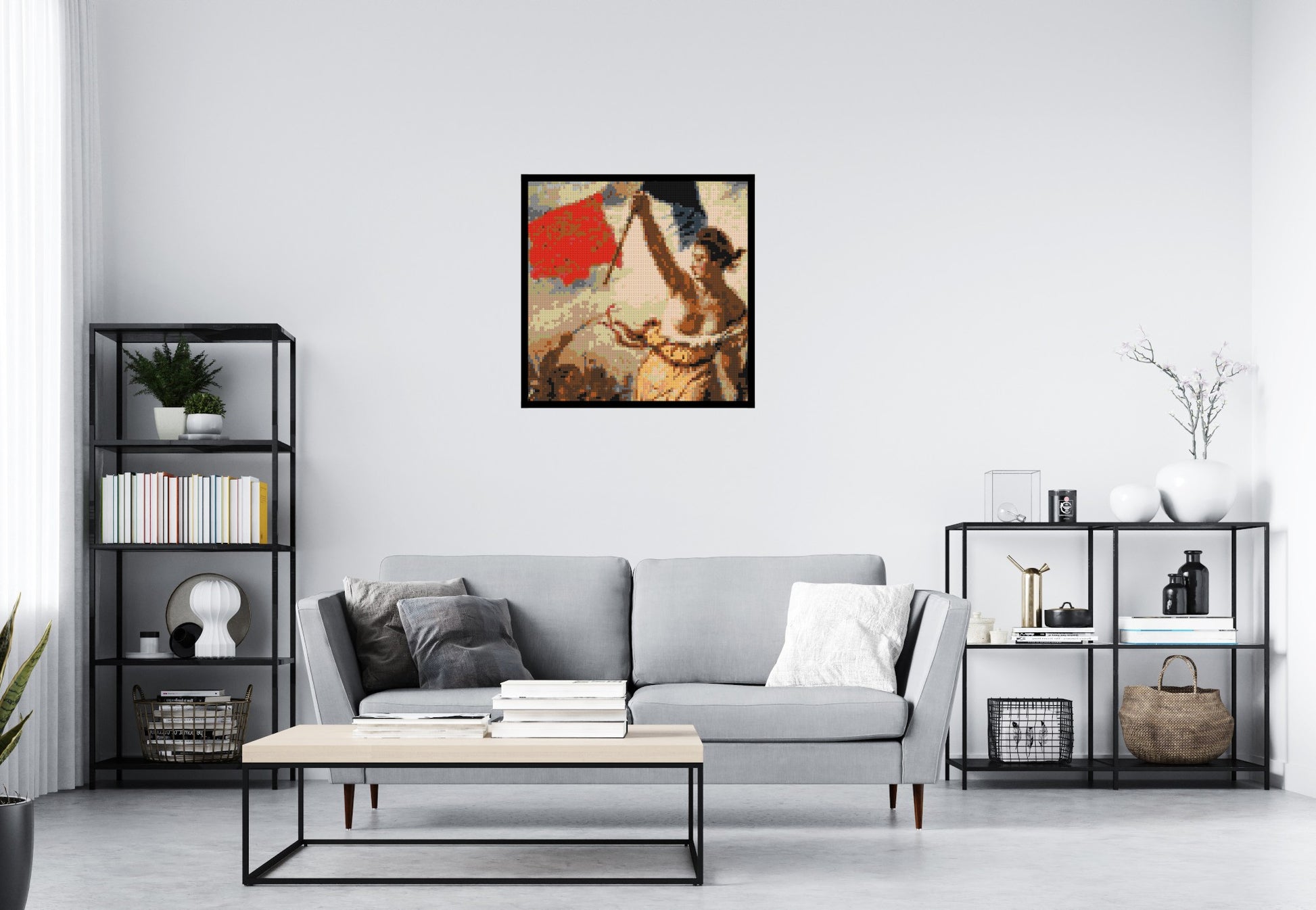 Detail of Liberty Leading The People by Eugène Delacroix  - Brick Art Mosaic Kit 4x4 scene with frame