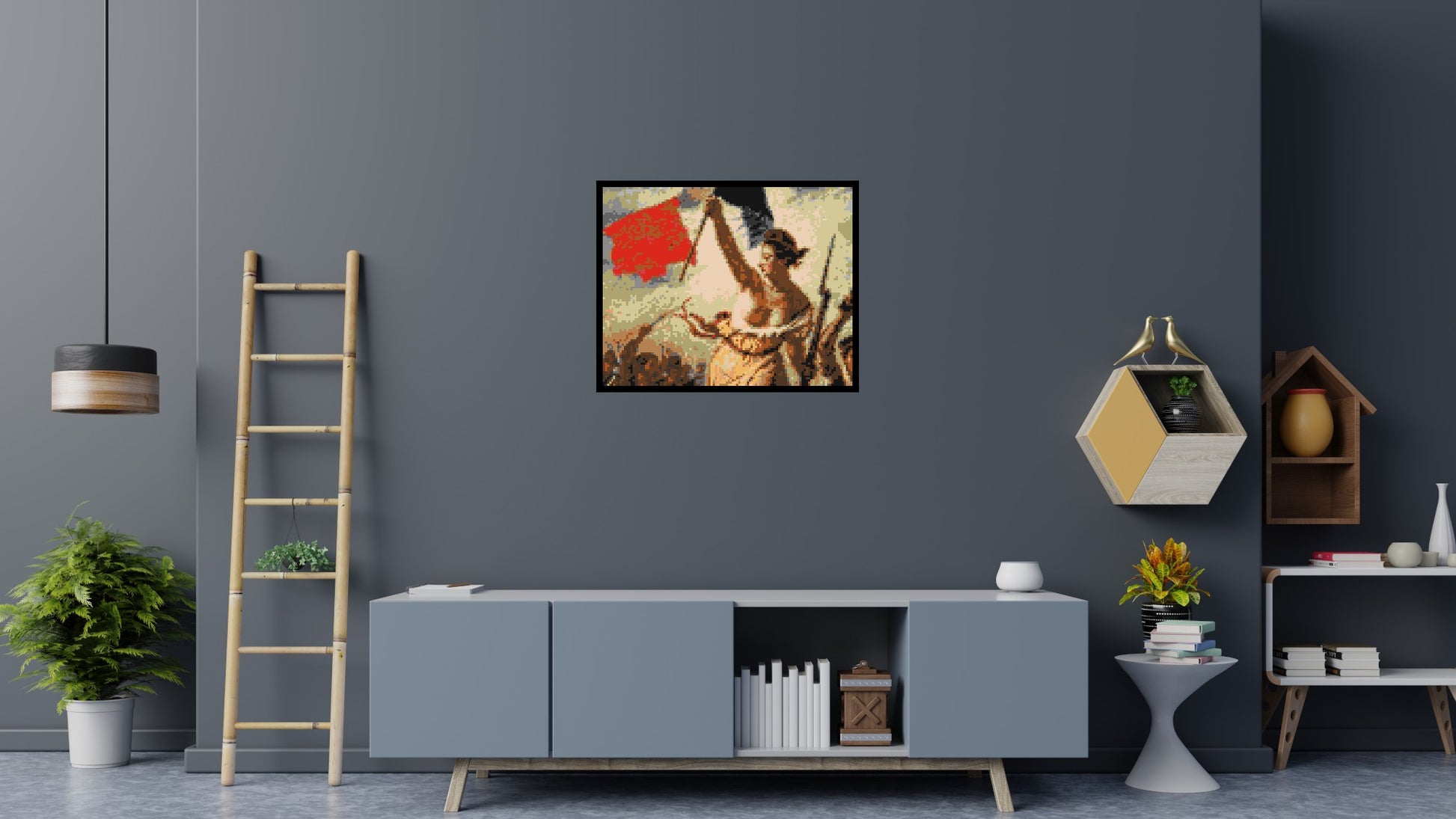 Detail of Liberty Leading The People by Eugène Delacroix  - Brick Art Mosaic Kit 5x4 scene with frame