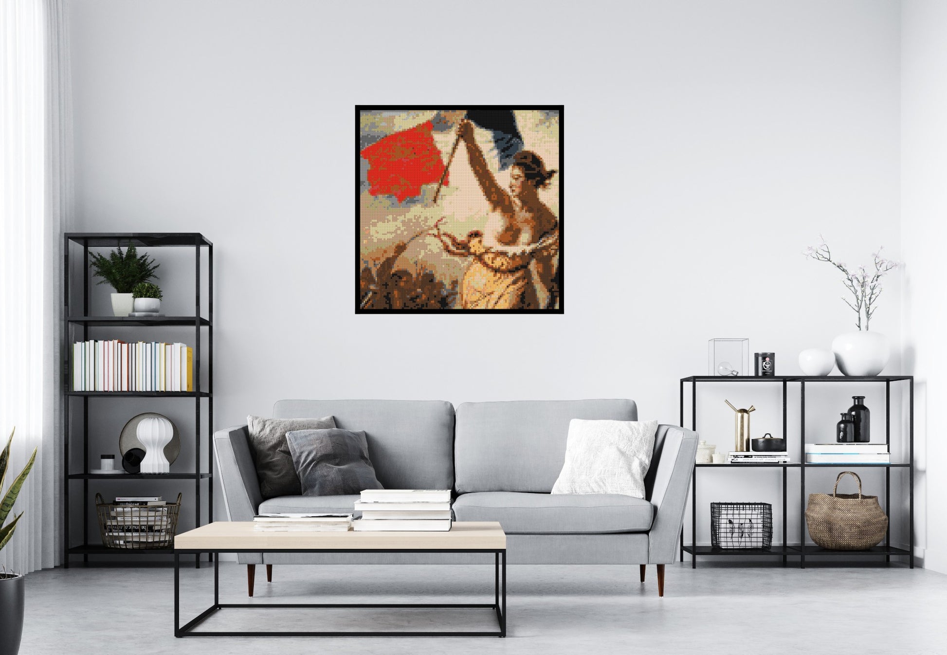 Detail of Liberty Leading The People by Eugène Delacroix  - Brick Art Mosaic Kit 5x5 scene with frame