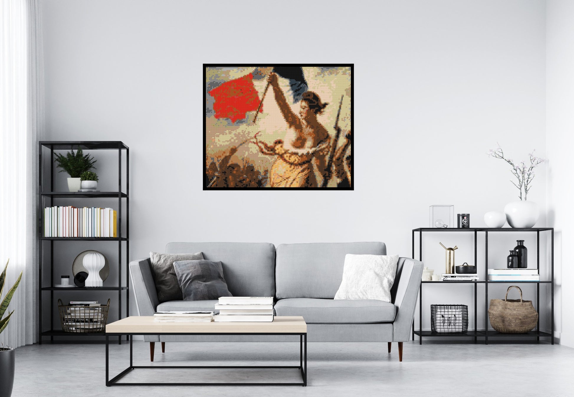 Detail of Liberty Leading The People by Eugène Delacroix  - Brick Art Mosaic Kit 6x5 scene with frame