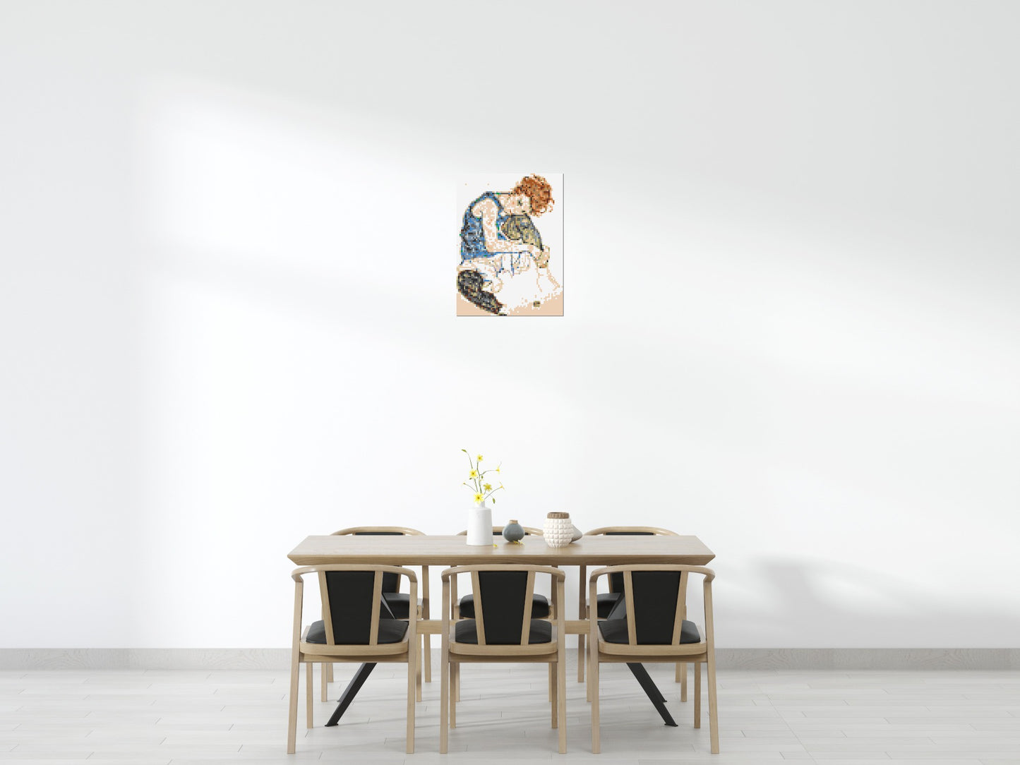 Woman Sitting with Bent Knee by Egon Schiele  - Brick Art Mosaic Kit 3x4 large