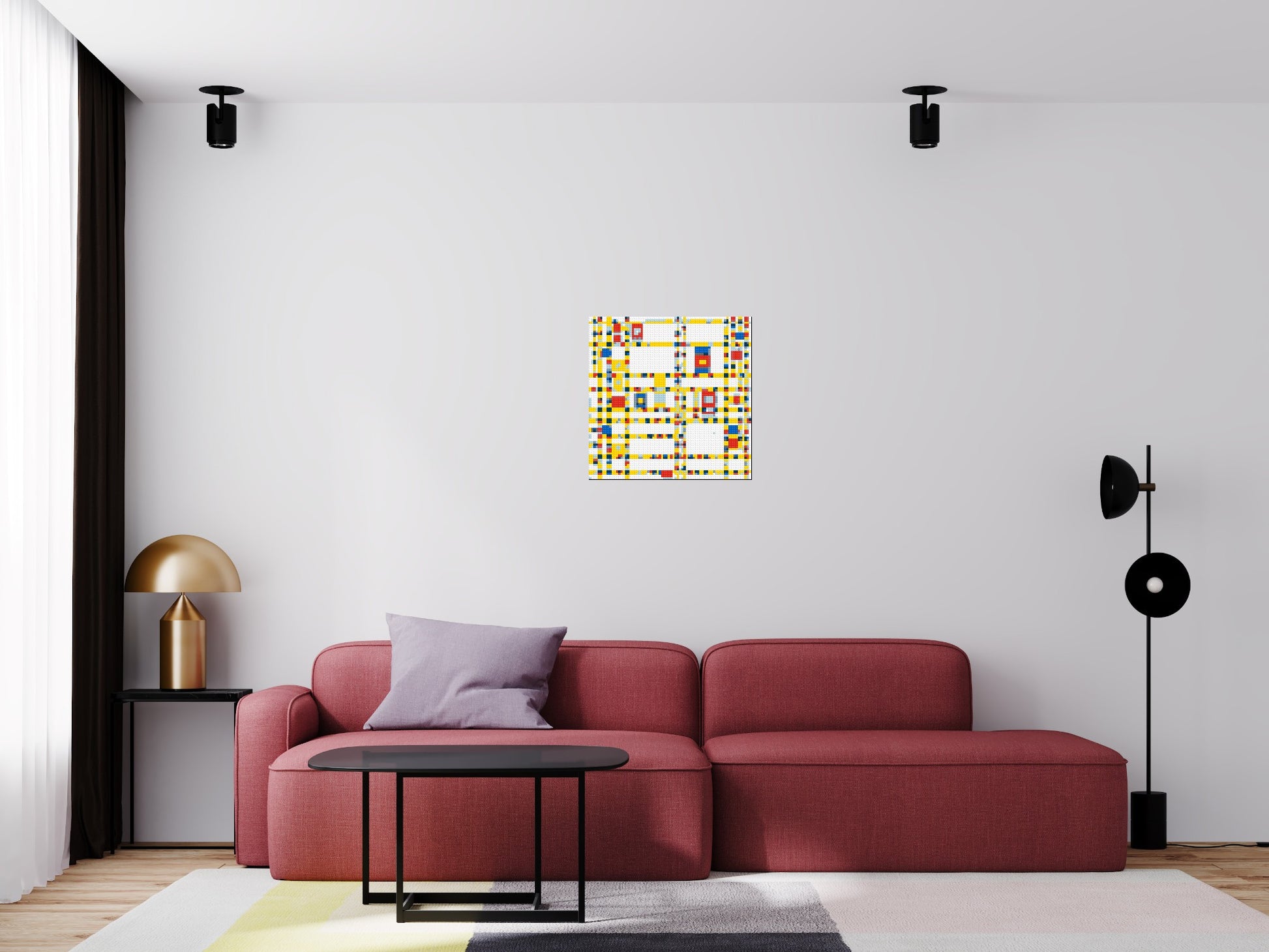 Broadway Boogie Woogie by Piet Mondrian - Brick Art Mosaic Kit 3x3 scene