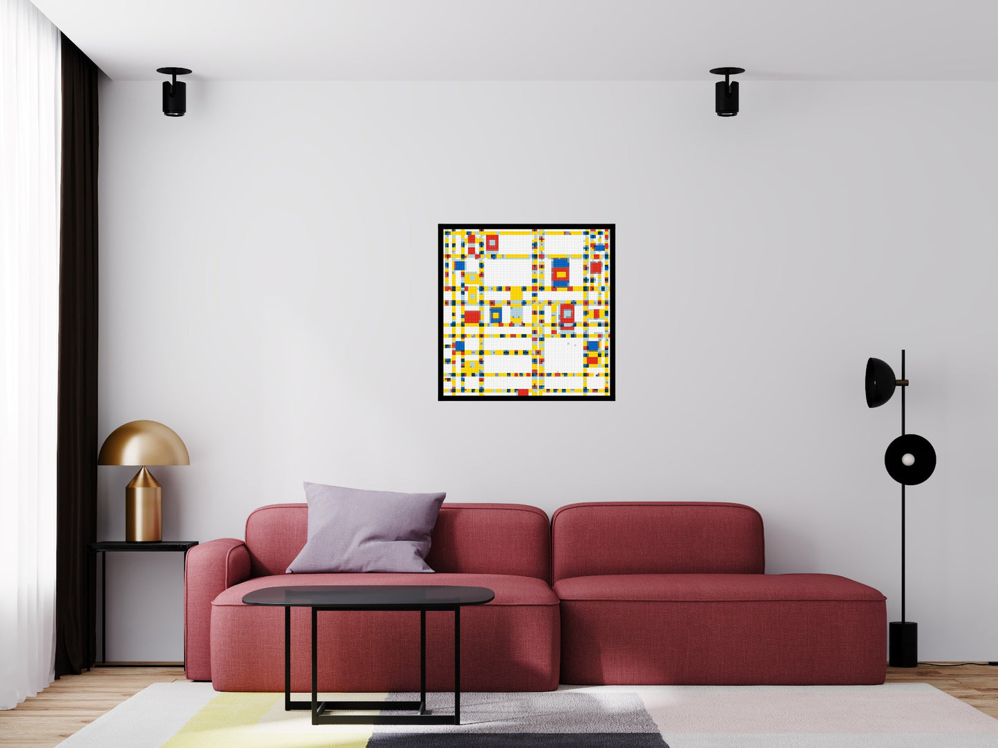Broadway Boogie Woogie by Piet Mondrian - Brick Art Mosaic Kit 4x4 large