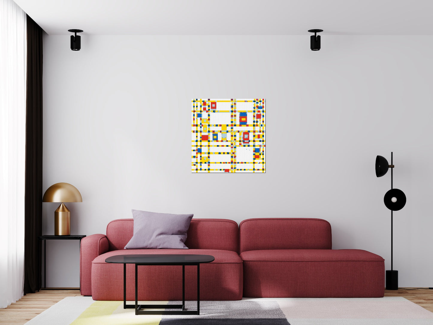 Broadway Boogie Woogie by Piet Mondrian - Brick Art Mosaic Kit 4x4 large
