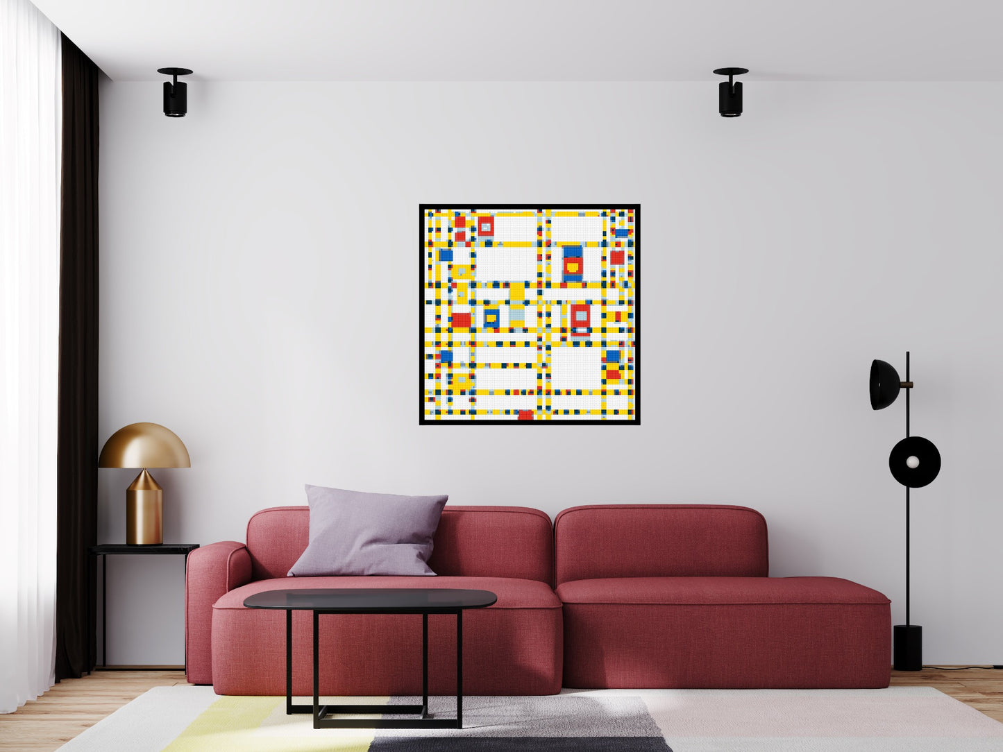 Broadway Boogie Woogie by Piet Mondrian - Brick Art Mosaic Kit 5x5 large