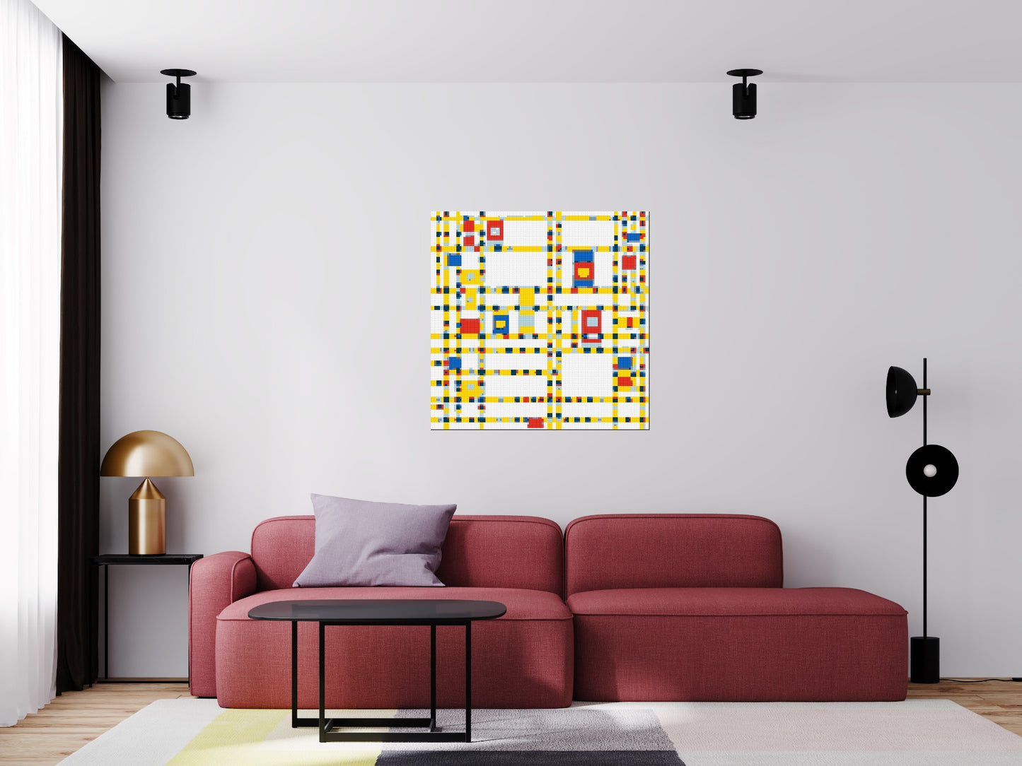Broadway Boogie Woogie by Piet Mondrian - Brick Art Mosaic Kit 5x5 large