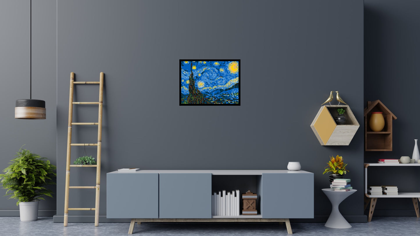 Starry Night by Vincent Van Gogh - Brick Art Mosaic Kit 4x3 large