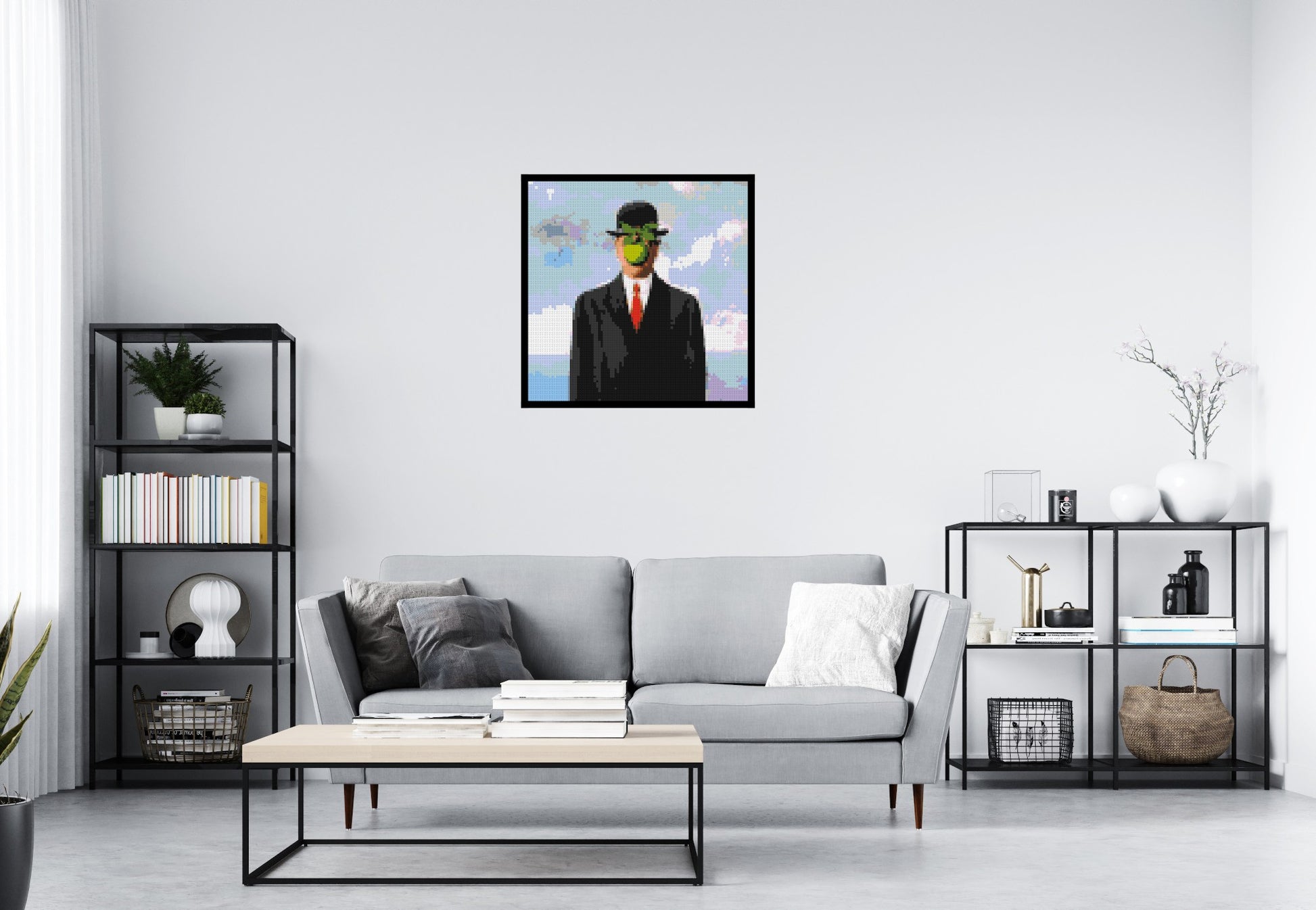 The Son of Man by René Magritte - Brick Art Mosaic Kit 4x4 scene with frame