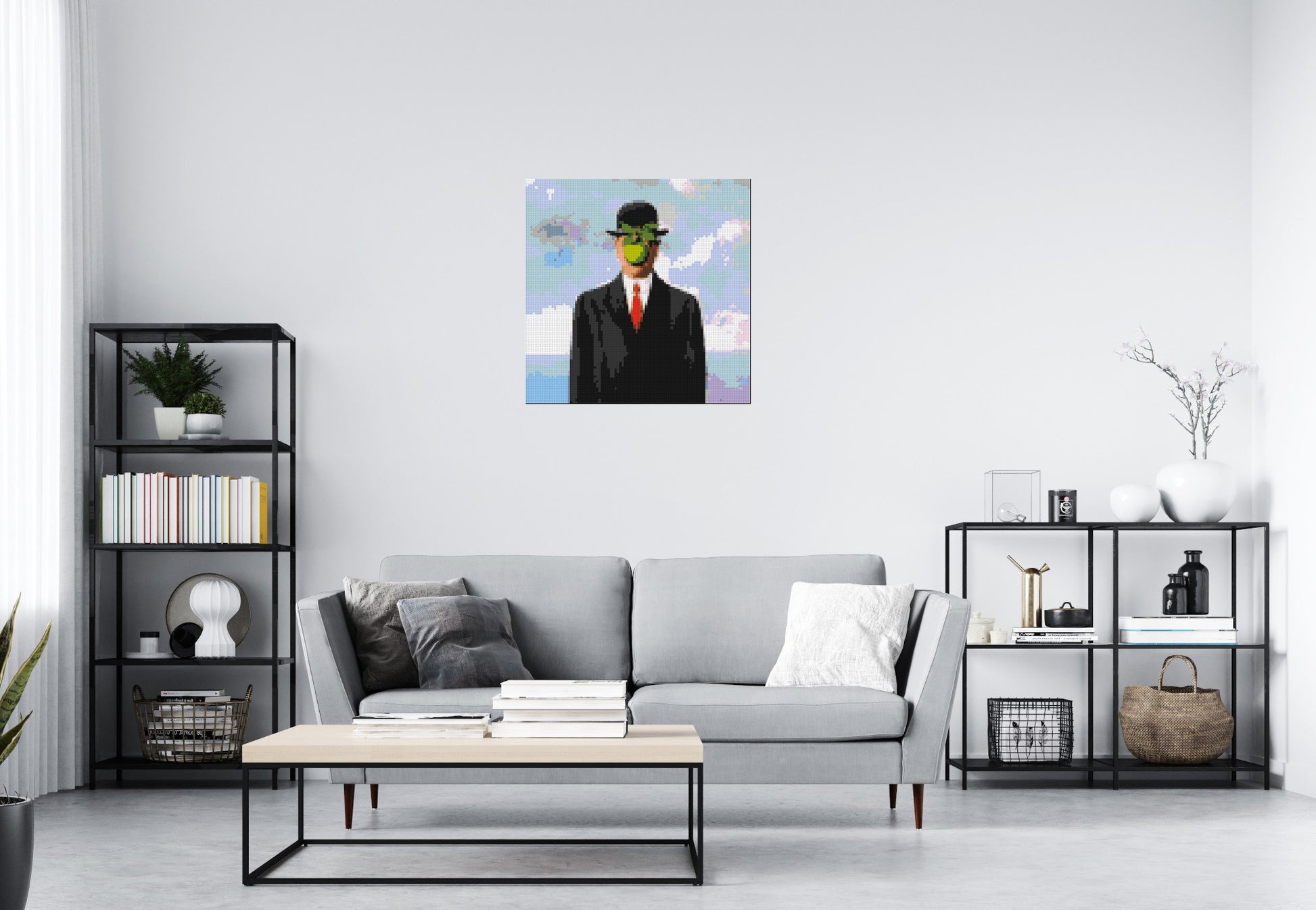 The Son of Man by René Magritte - Brick Art Mosaic Kit 4x4 scene