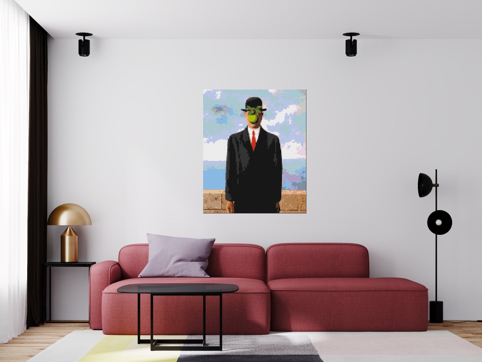 The Son of Man by René Magritte - Brick Art Mosaic Kit 5x6 scene