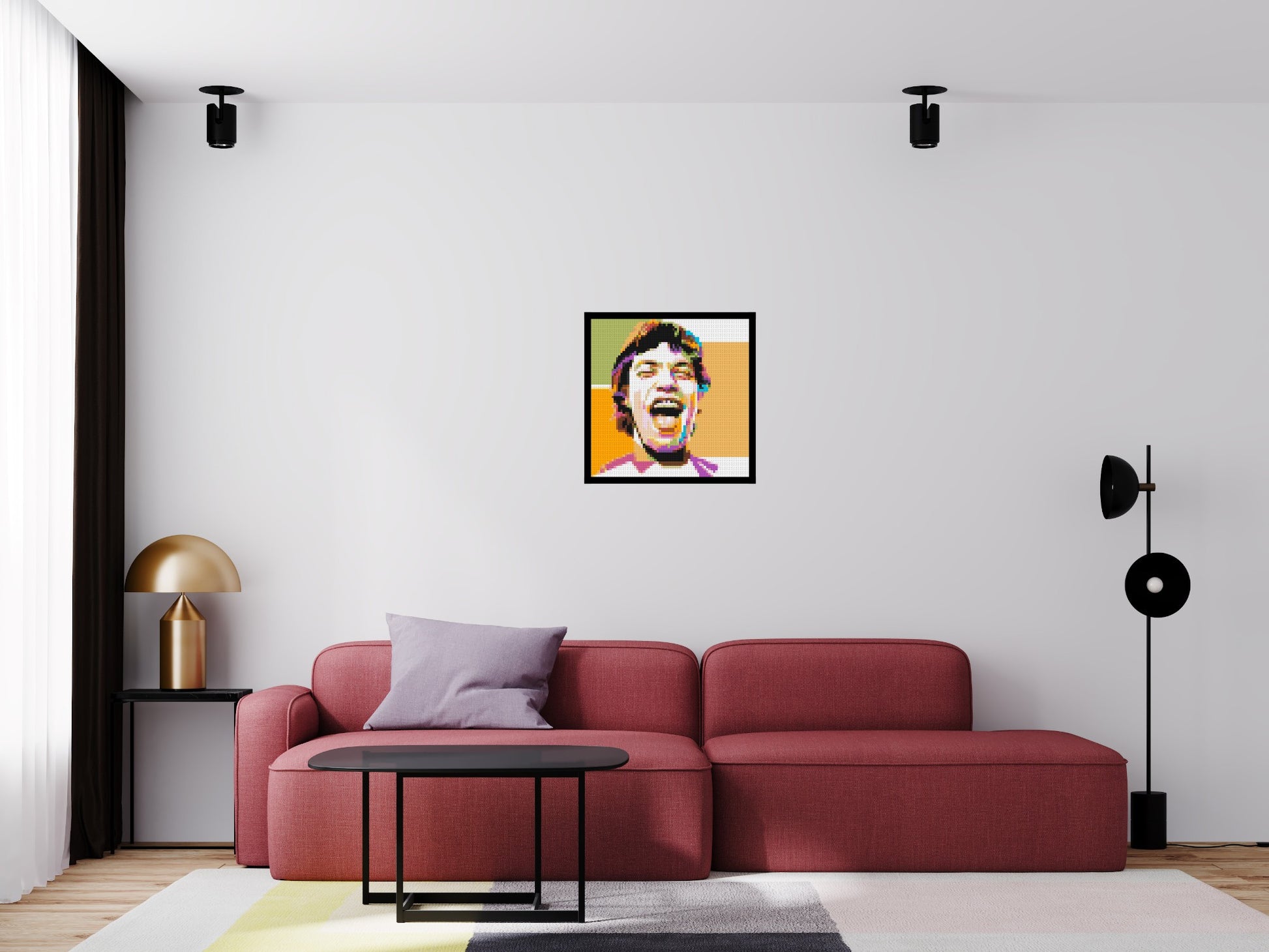 Mick Jagger - Brick Art Mosaic Kit 3x3 scene with frame
