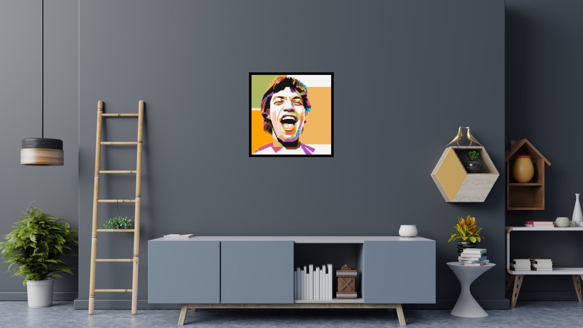 Mick Jagger - Brick Art Mosaic Kit 4x4 scene with frame