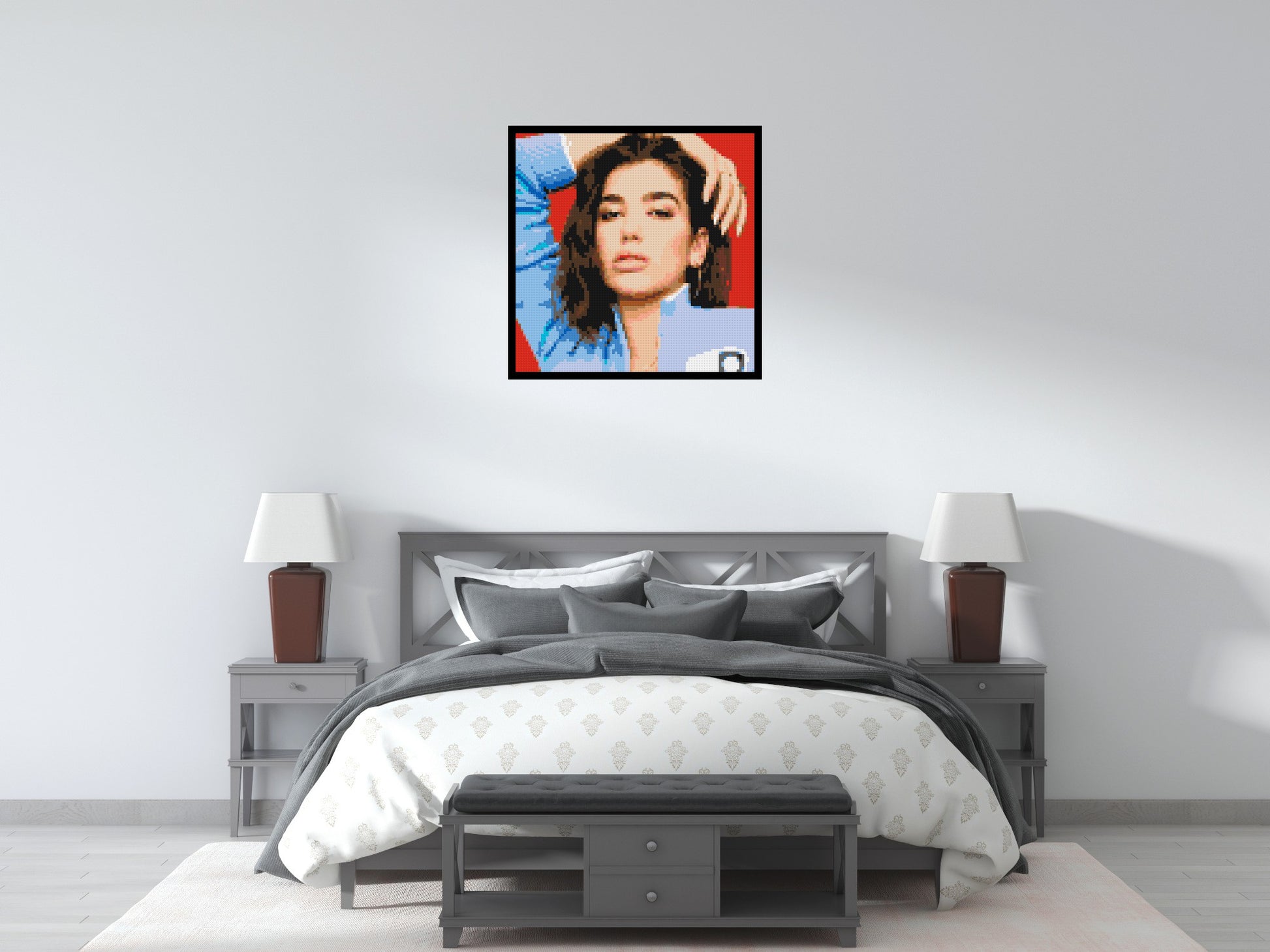 Dua Lipa - Brick Art Mosaic Kit 4x4 scene with frame