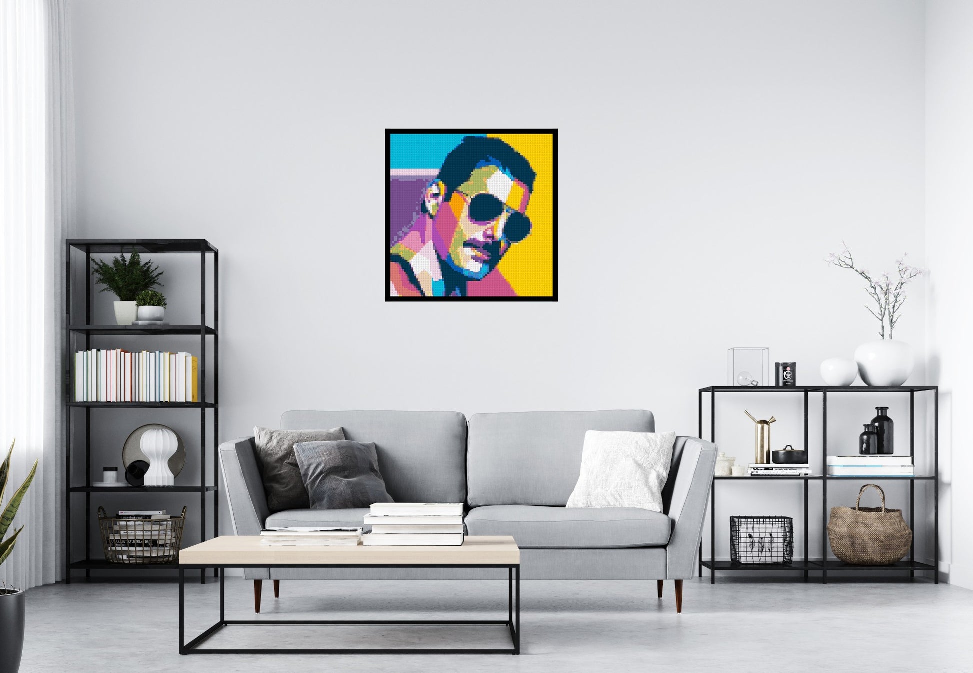 Freddie Mercury - Brick Art Mosaic Kit 4x4 scene with frame