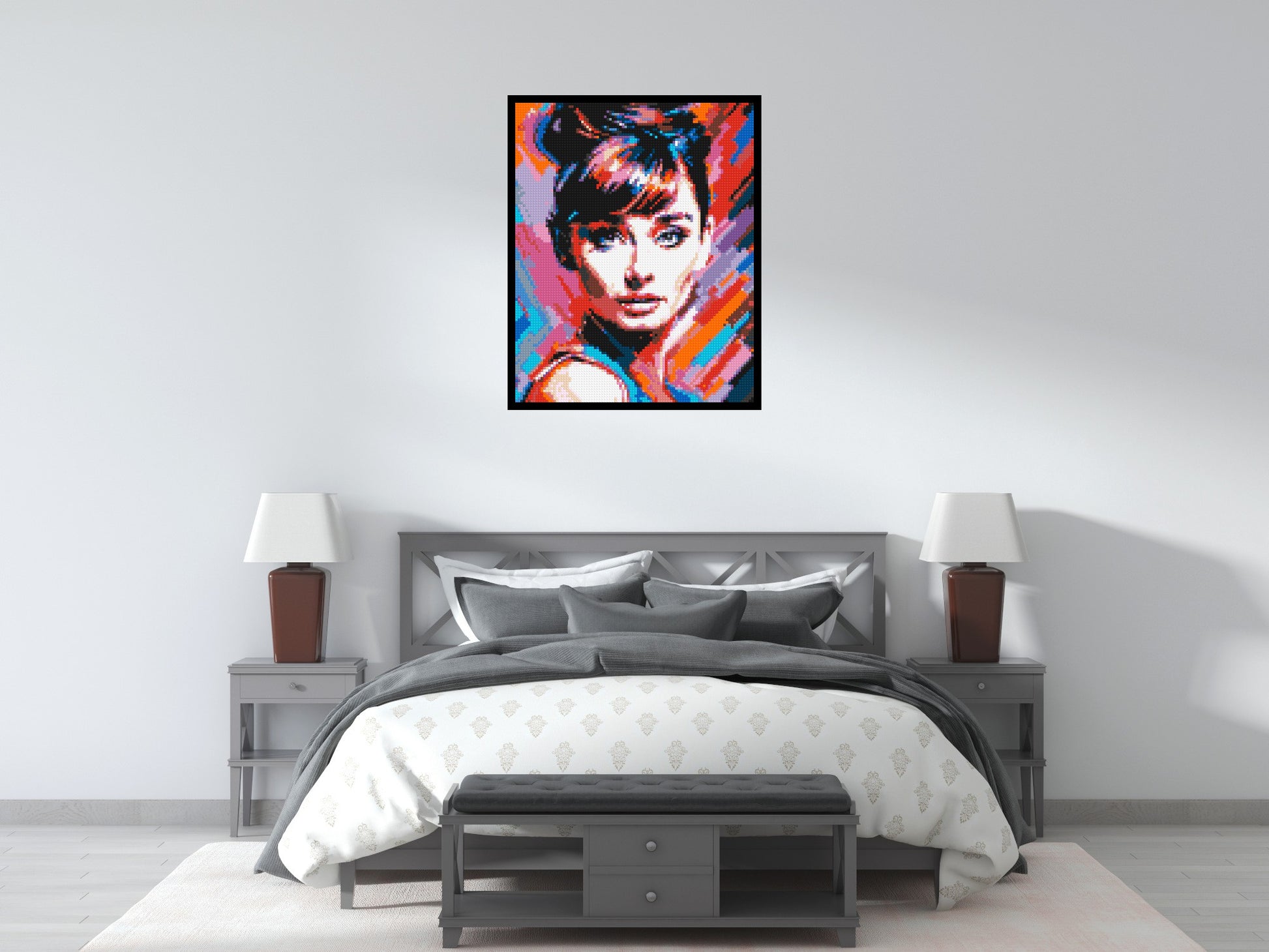 Audrey Hepburn - Brick Art Mosaic Kit 4x5 scene with frame