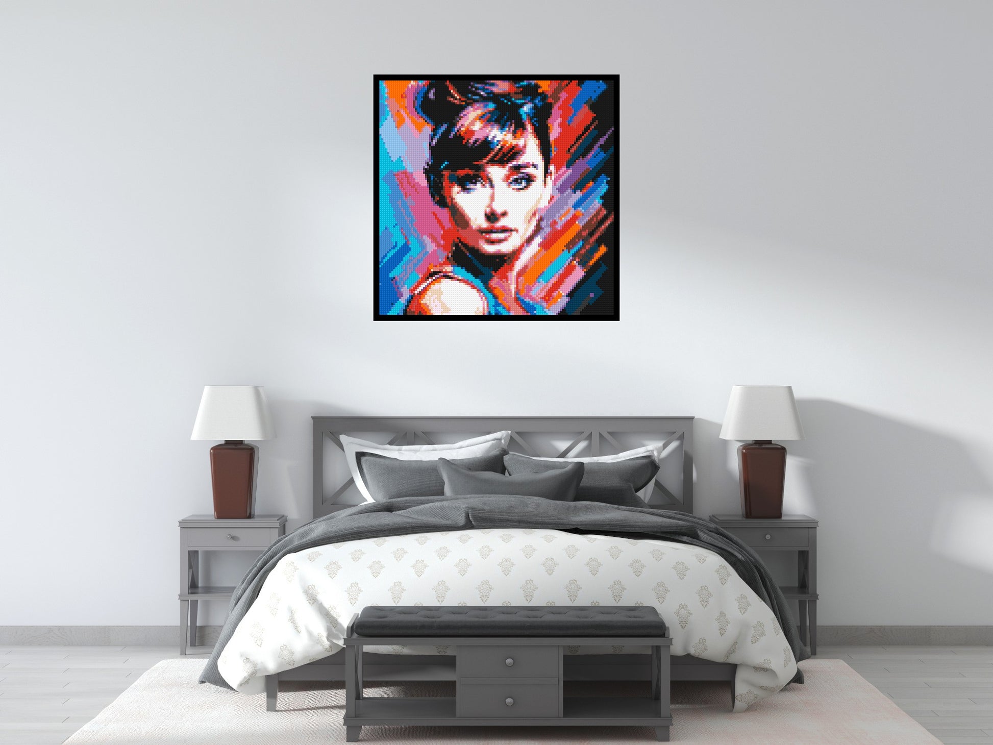 Audrey Hepburn - Brick Art Mosaic Kit 5x5 scene with frame