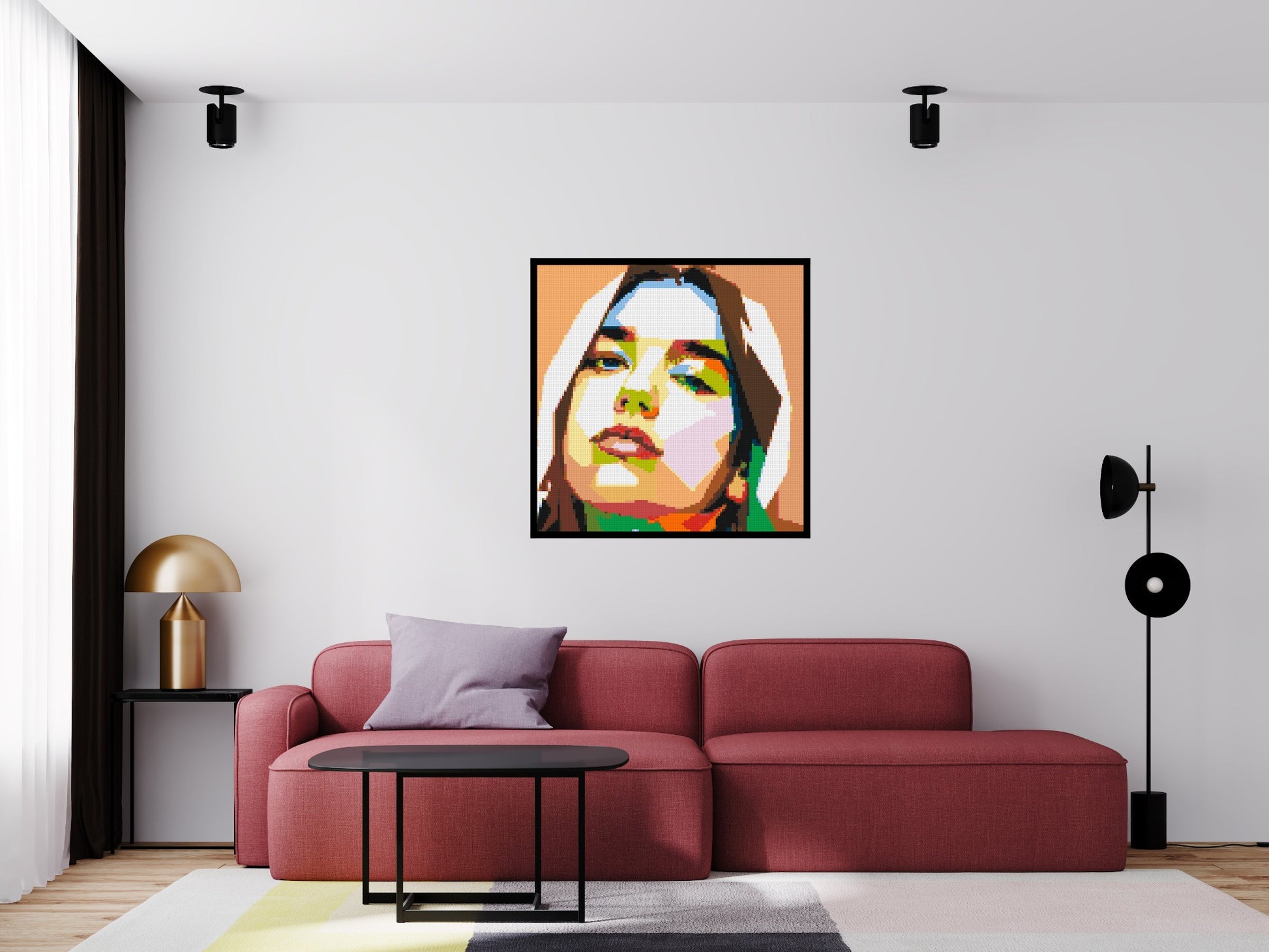 Dua Lipa #2 - Brick Art Mosaic Kit 5x5 scene with frame