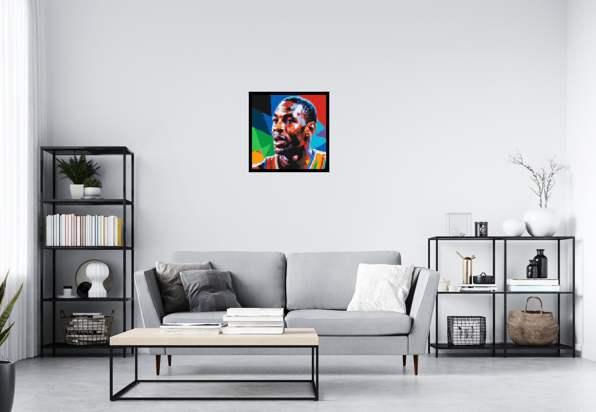 Michael Jordan - Brick Art Mosaic Kit 3x3 scene with frame