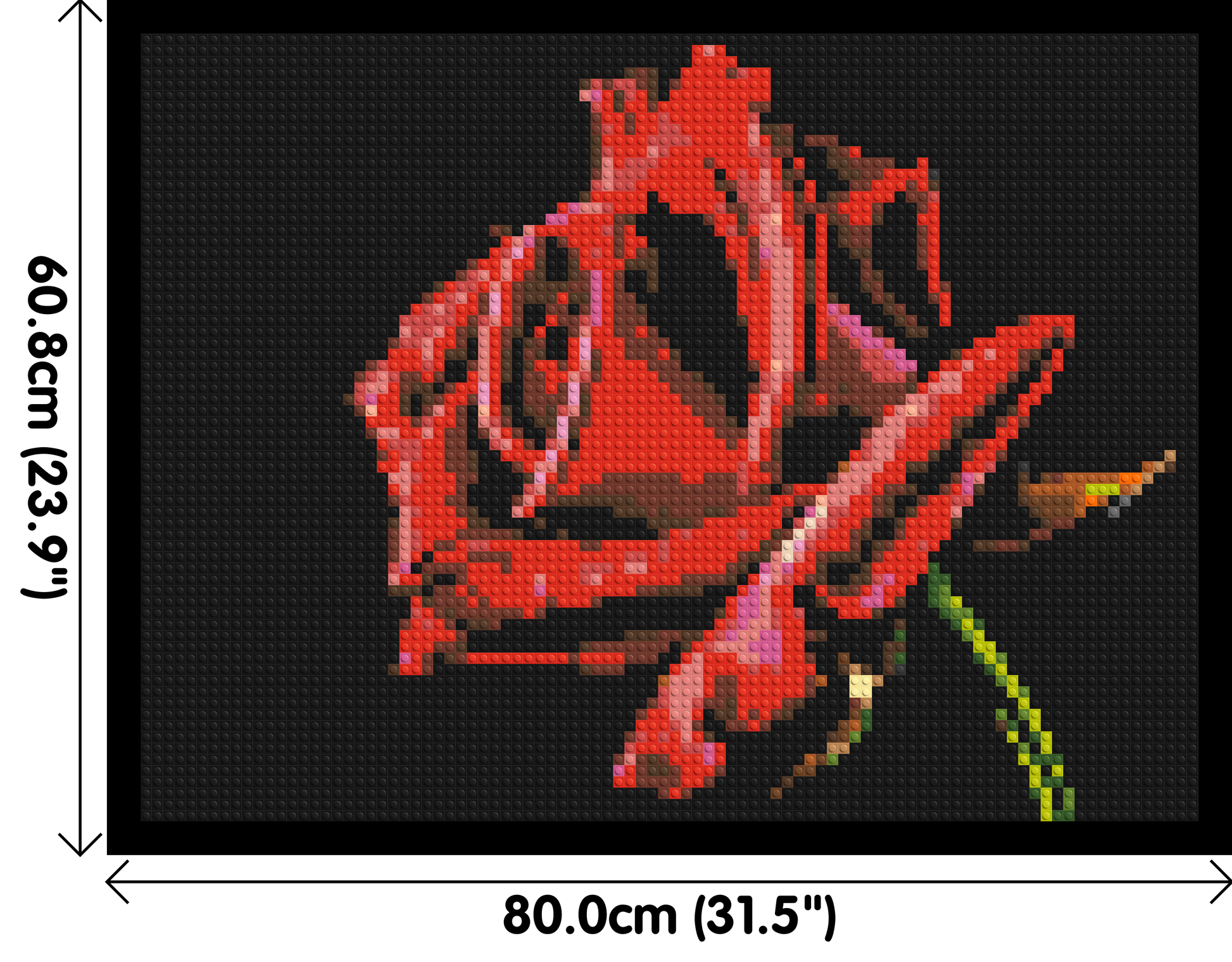 Red Rose - Brick Art Mosaic Kit 4x3 dimensions with frame