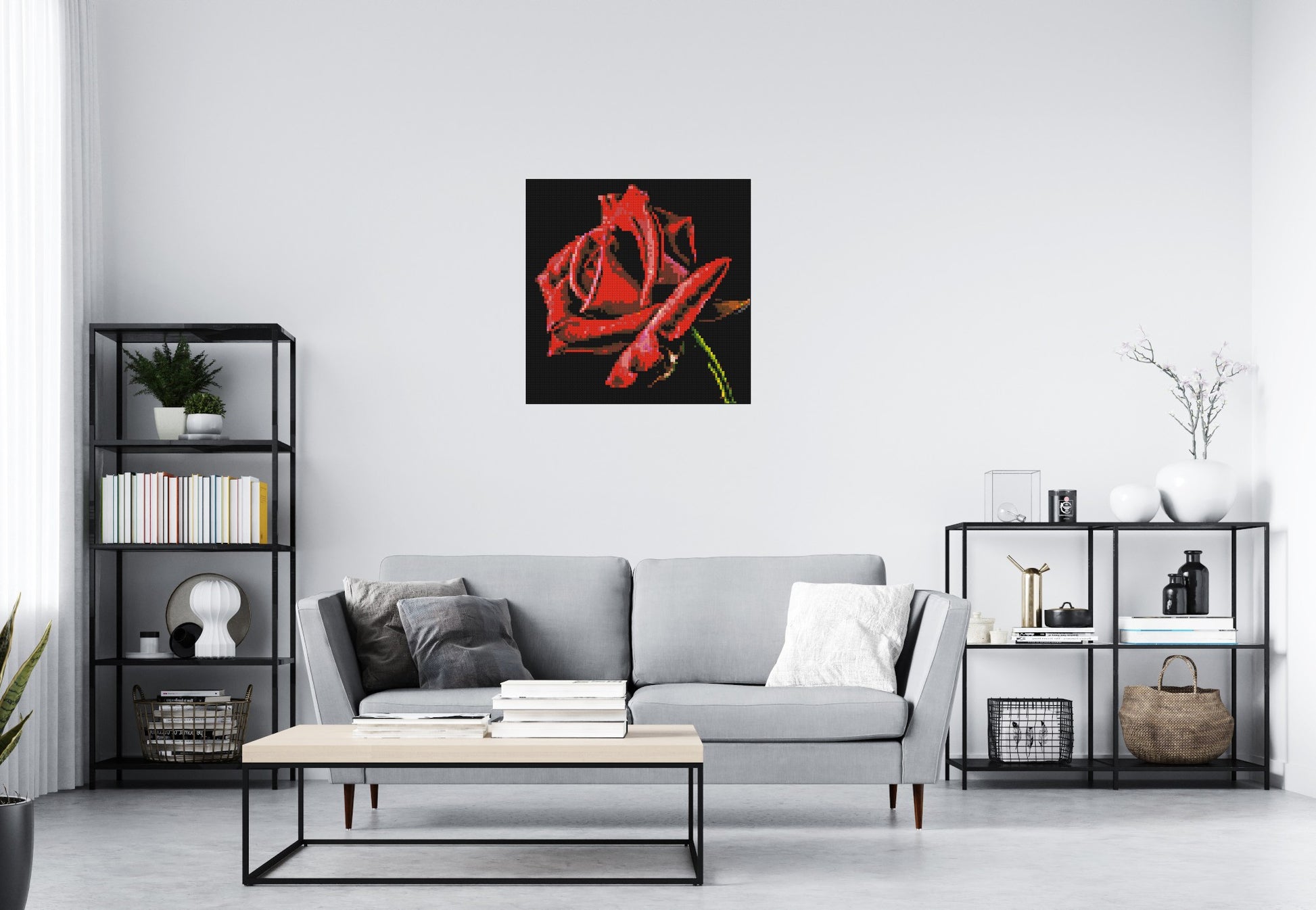 Red Rose - Brick Art Mosaic Kit 4x4 scene