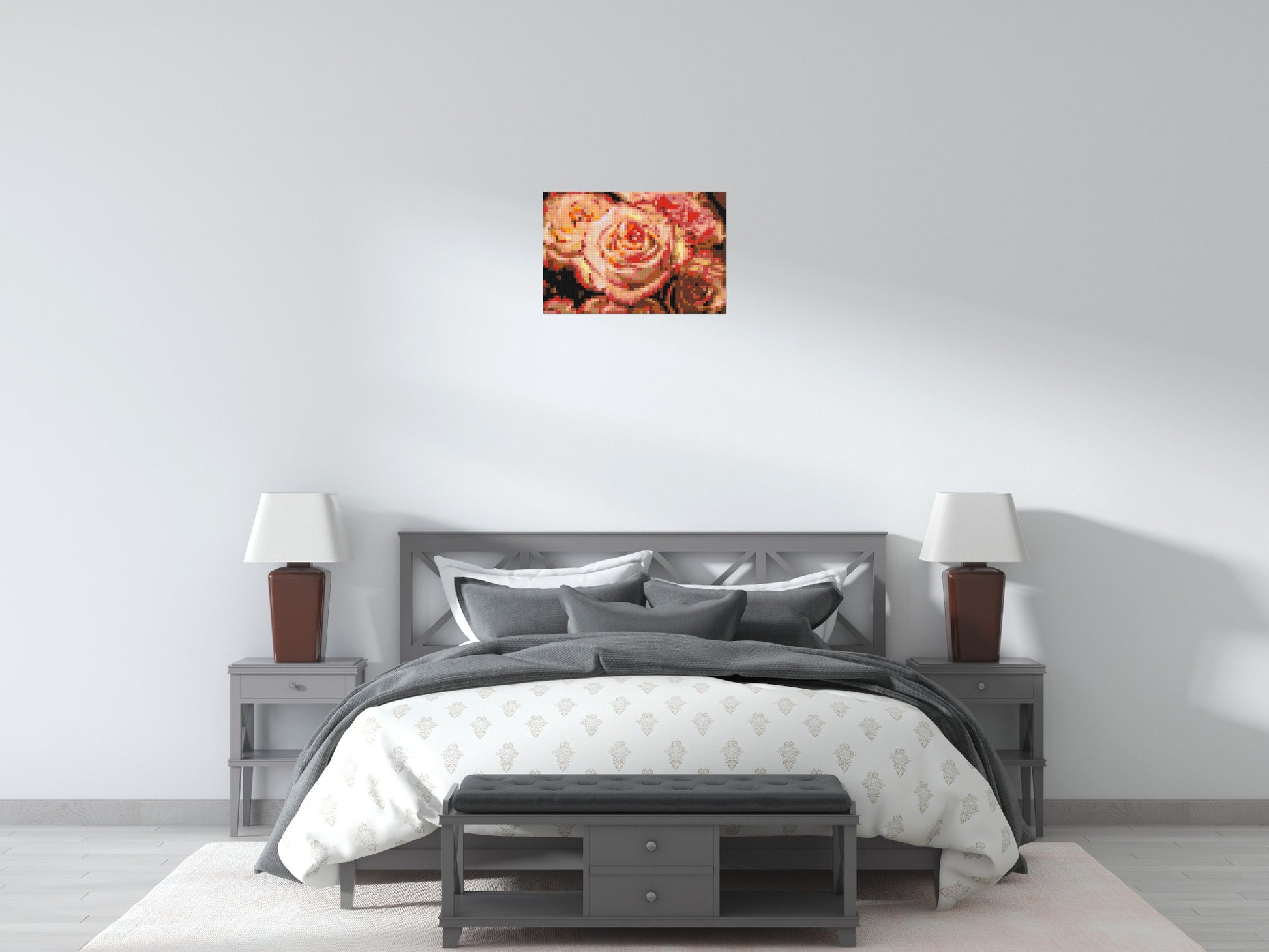 Pink Roses - Brick Art Mosaic Kit 3x2 scene