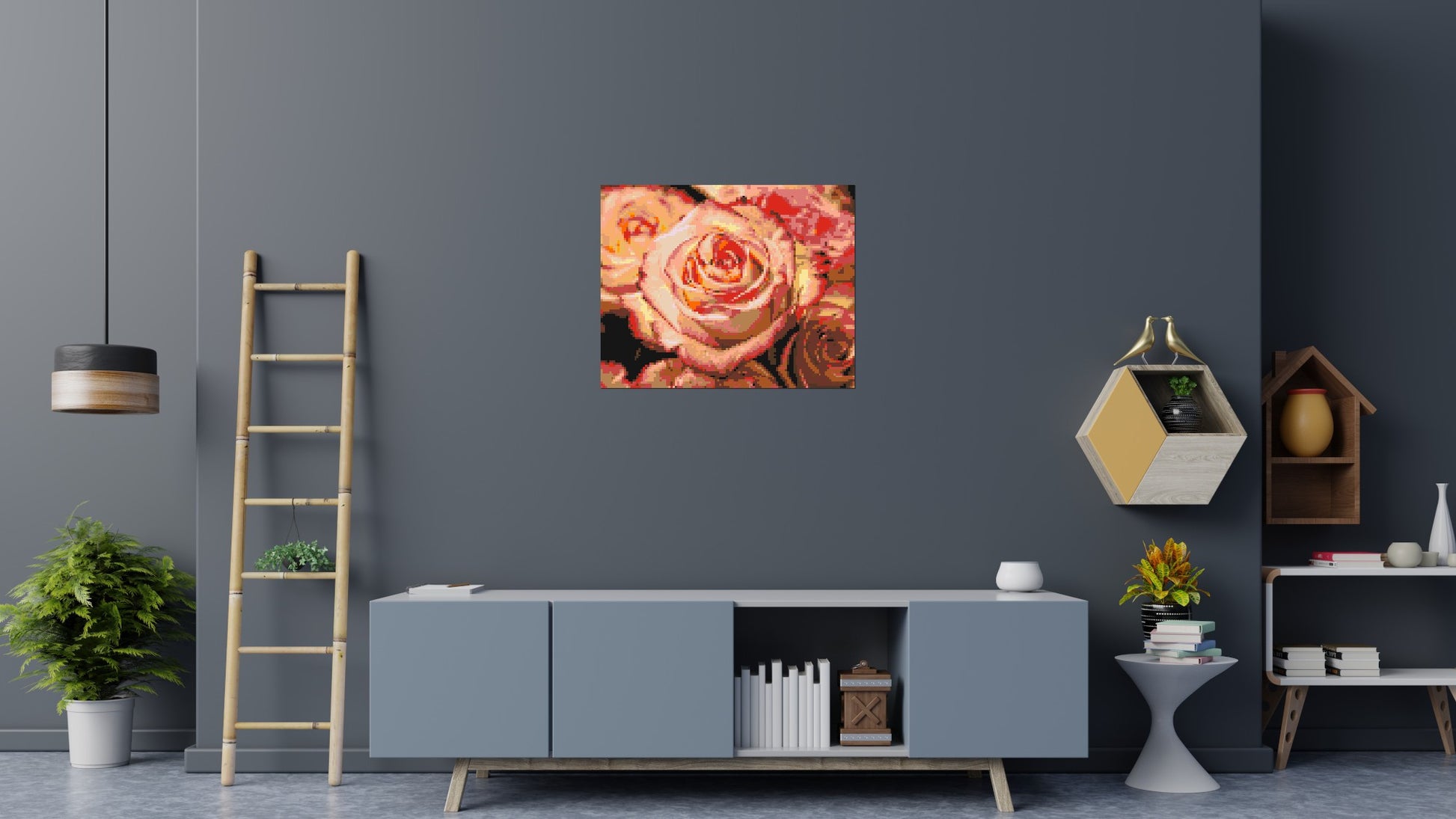 Pink Roses - Brick Art Mosaic Kit 5x4 scene