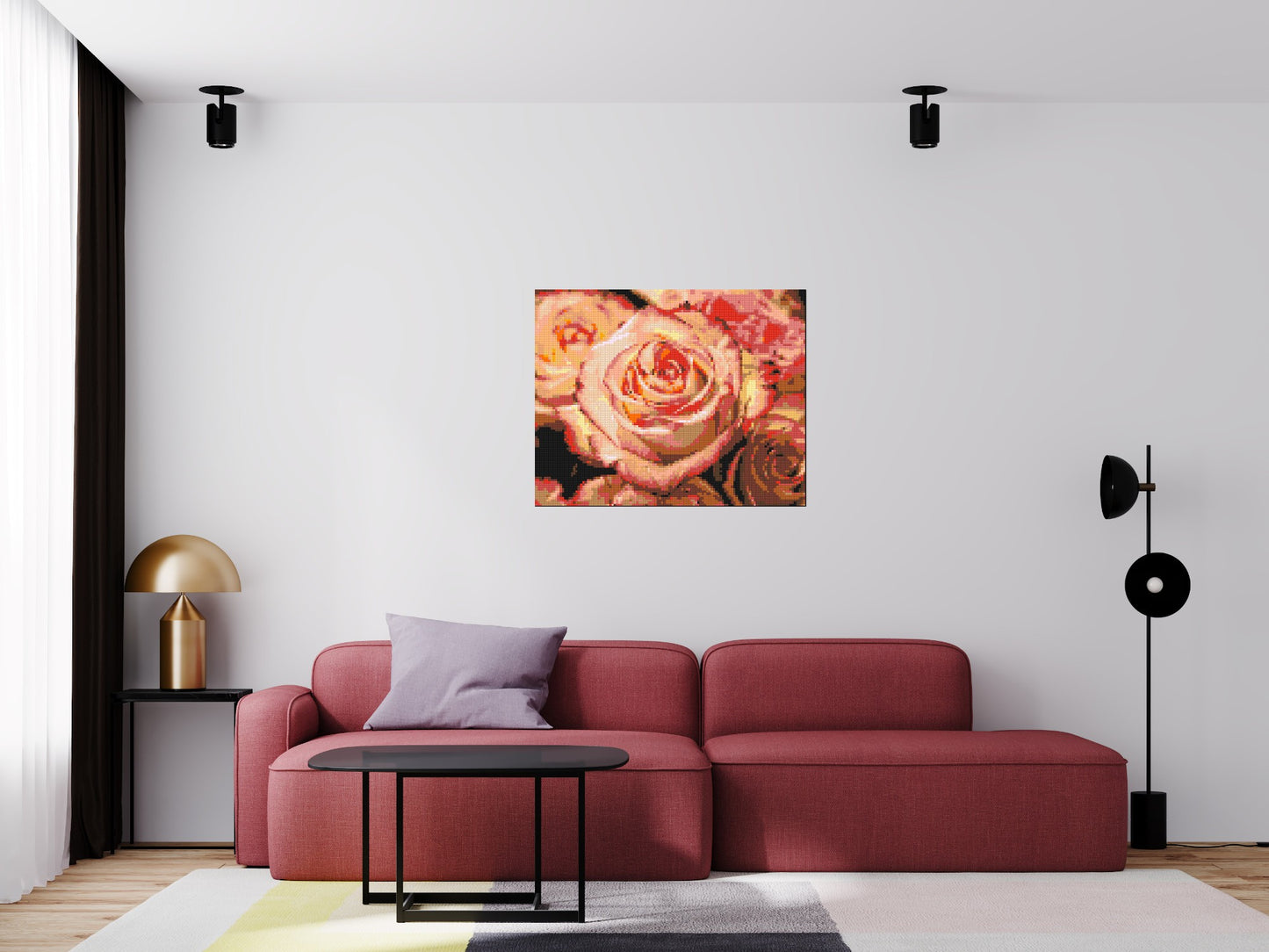 Pink Roses - Brick Art Mosaic Kit 5x4 large