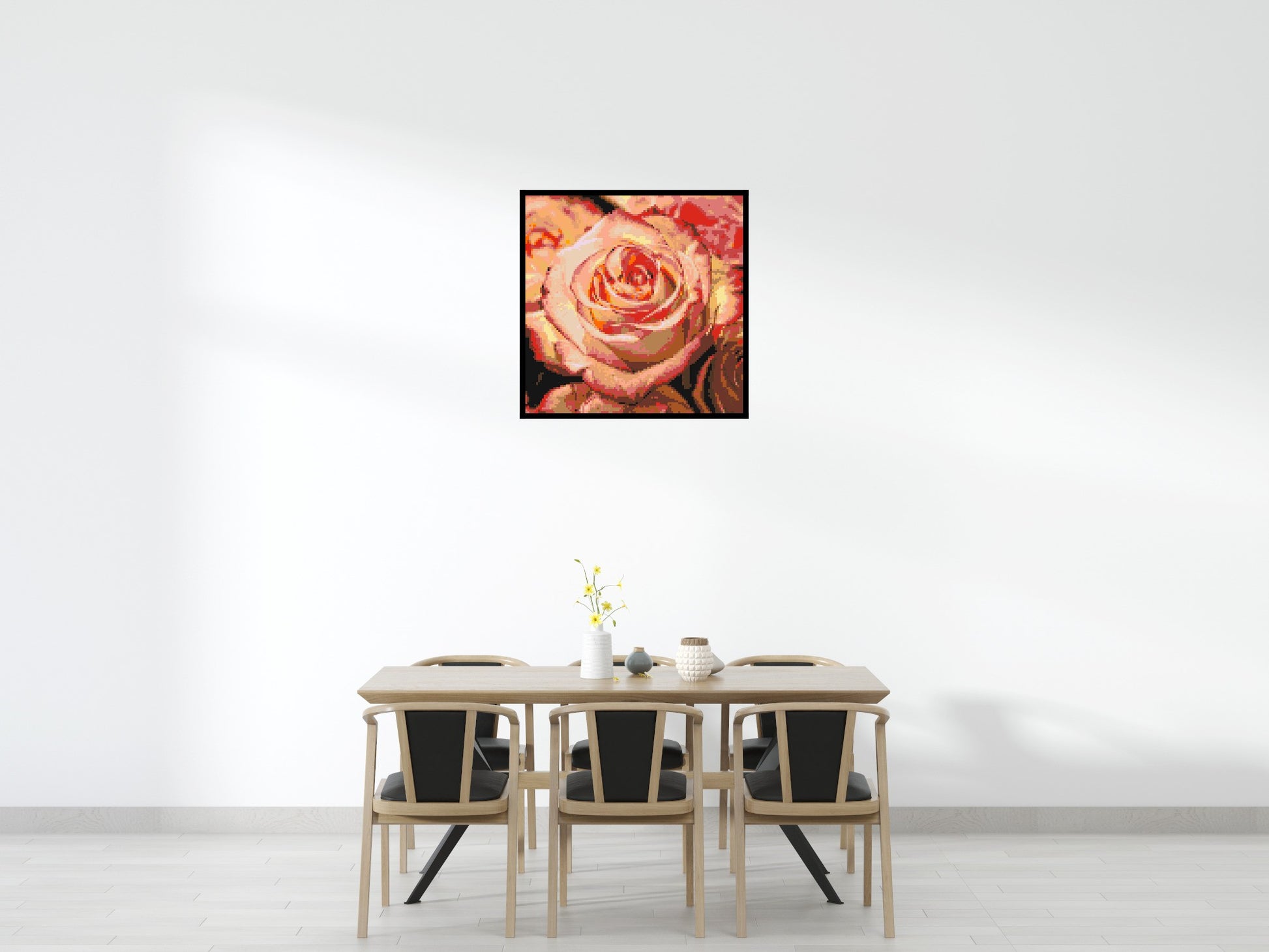 Pink Roses - Brick Art Mosaic Kit 5x5 scene with frame