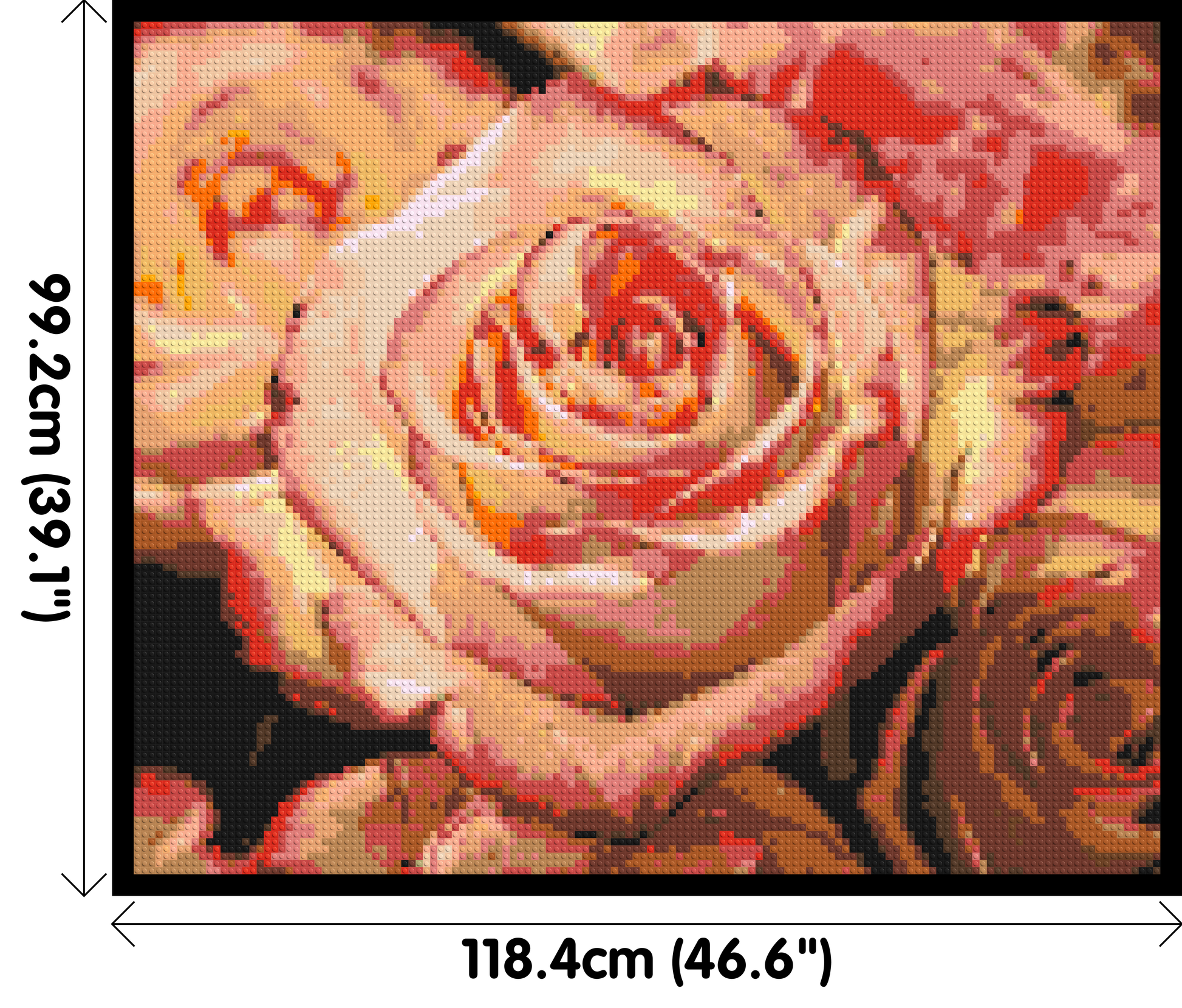 Pink Roses - Brick Art Mosaic Kit 6x5 dimensions with frame