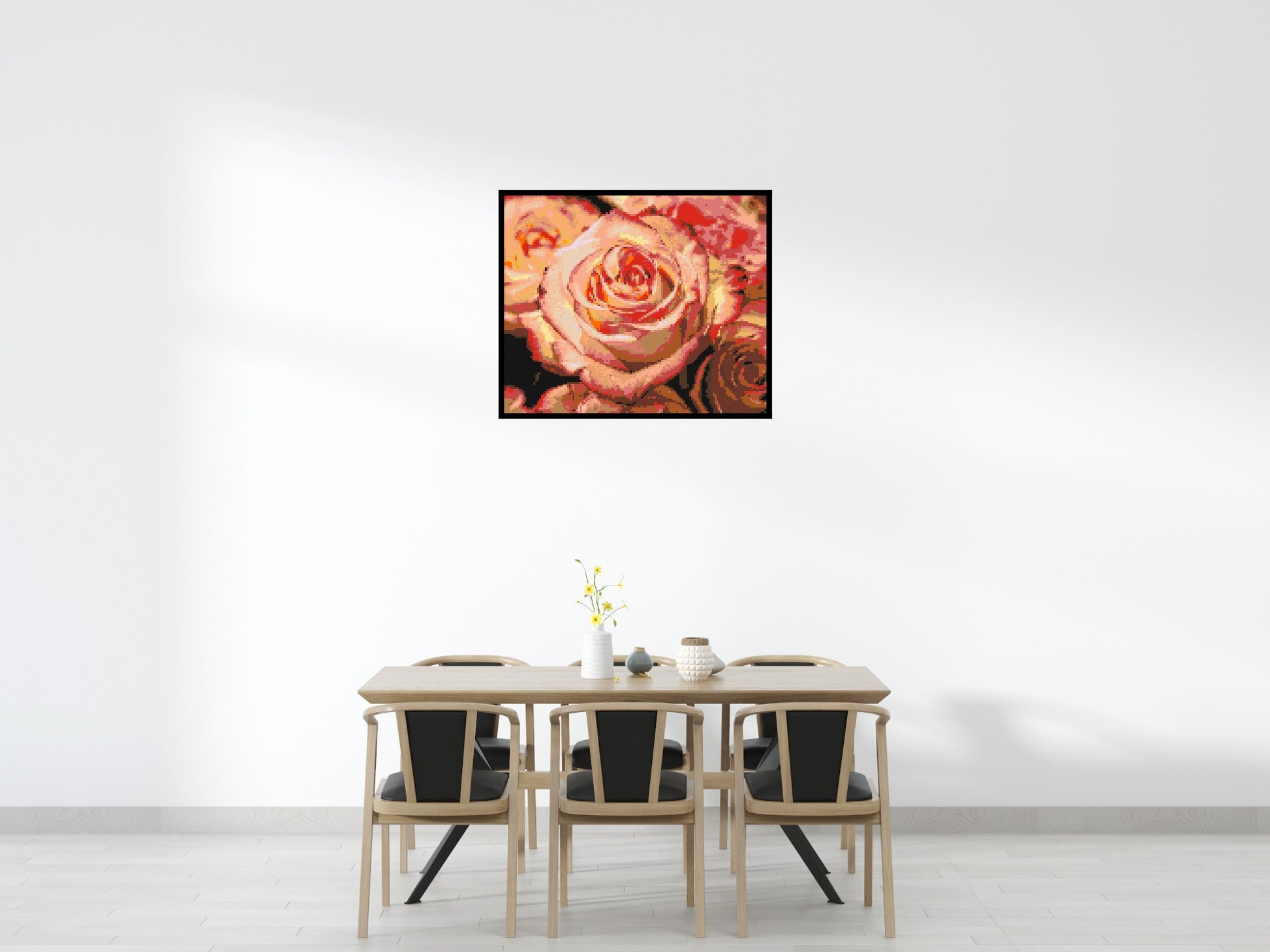 Pink Roses - Brick Art Mosaic Kit 6x5 scene with frame