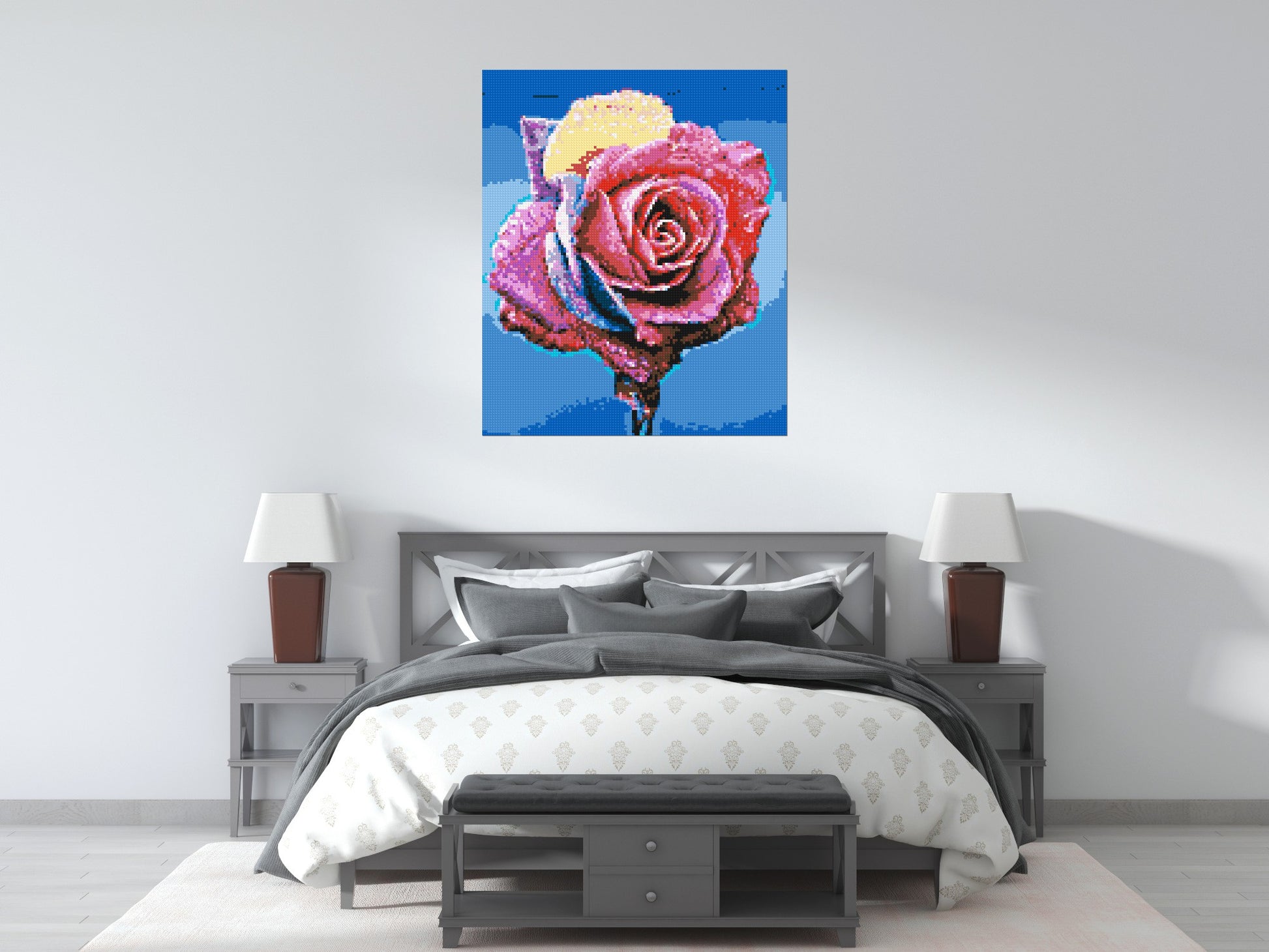 Colourful Rose - Brick Art Mosaic Kit 5x6 scene