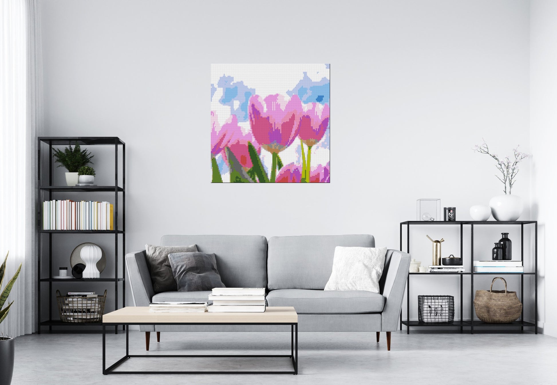 Pink Tulips - Brick Art Mosaic Kit 5x5 scene