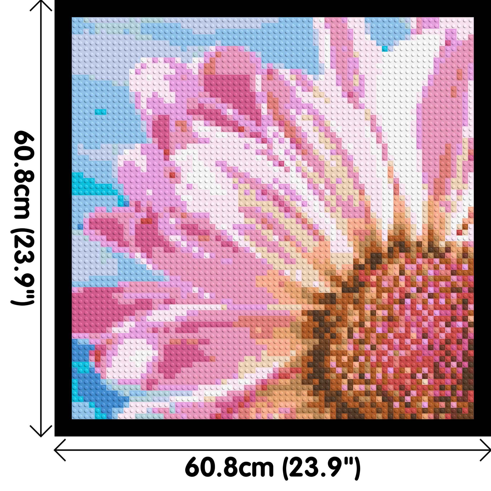 Pink Daisy - Brick Art Mosaic Kit 3x3 dimensions with frame