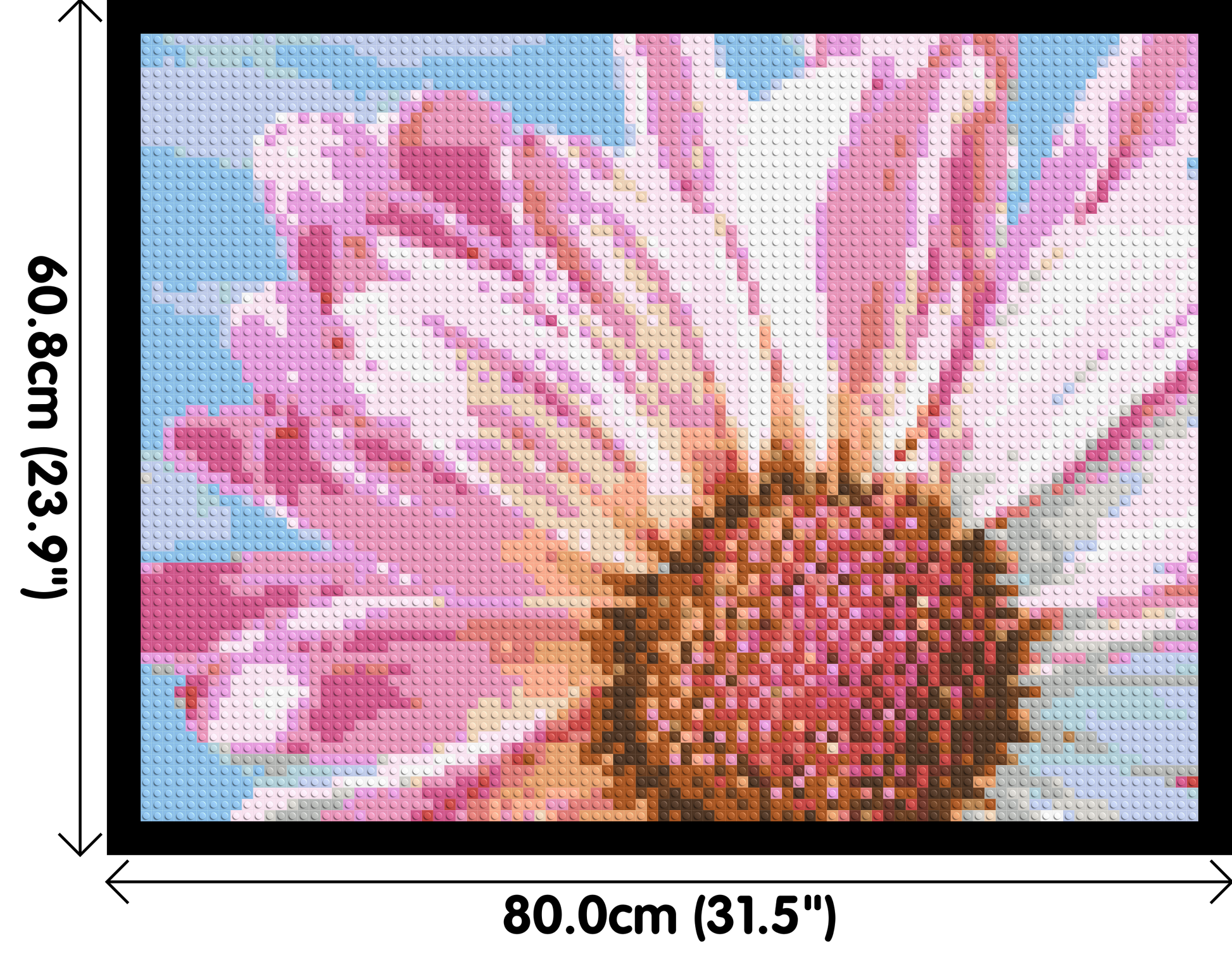 Pink Daisy - Brick Art Mosaic Kit 4x3 dimensions with frame