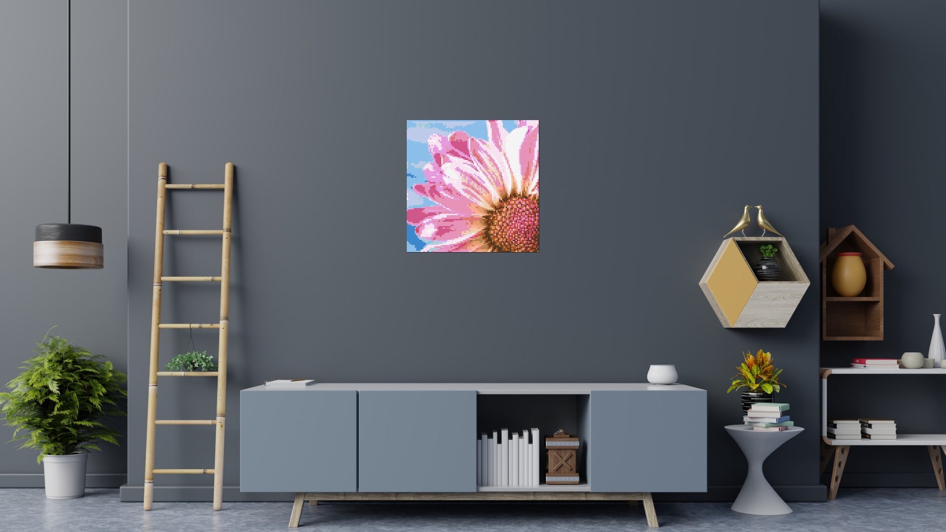 Pink Daisy - Brick Art Mosaic Kit 4x4 scene