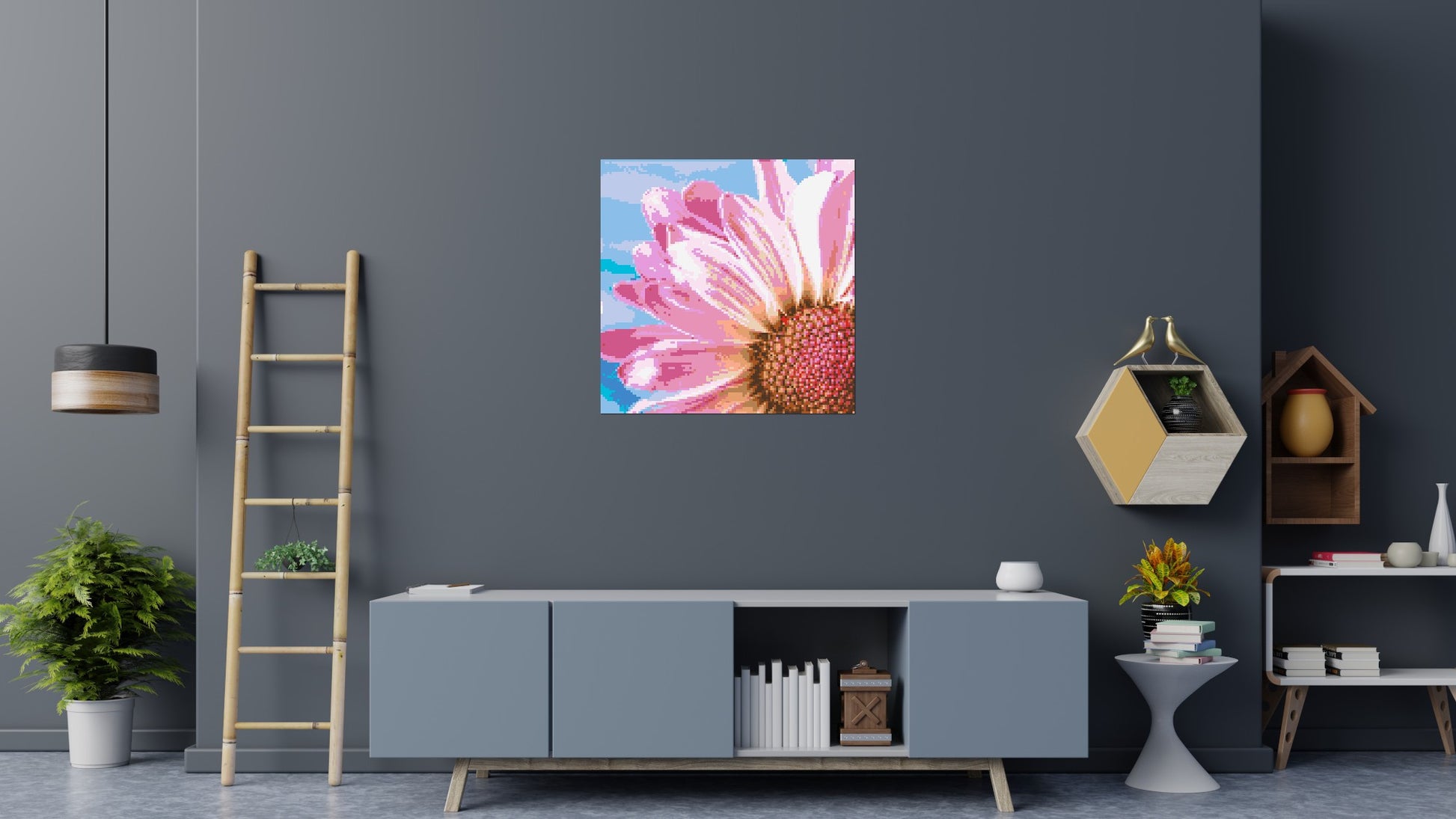 Pink Daisy - Brick Art Mosaic Kit 5x5 scene