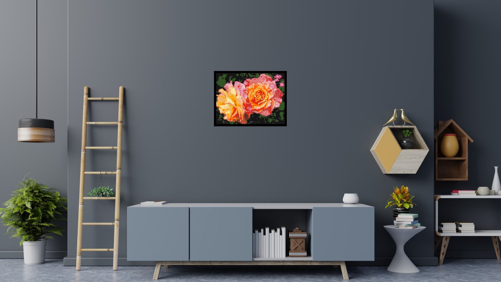 Roses - Brick Art Mosaic Kit 4x3 scene with frame