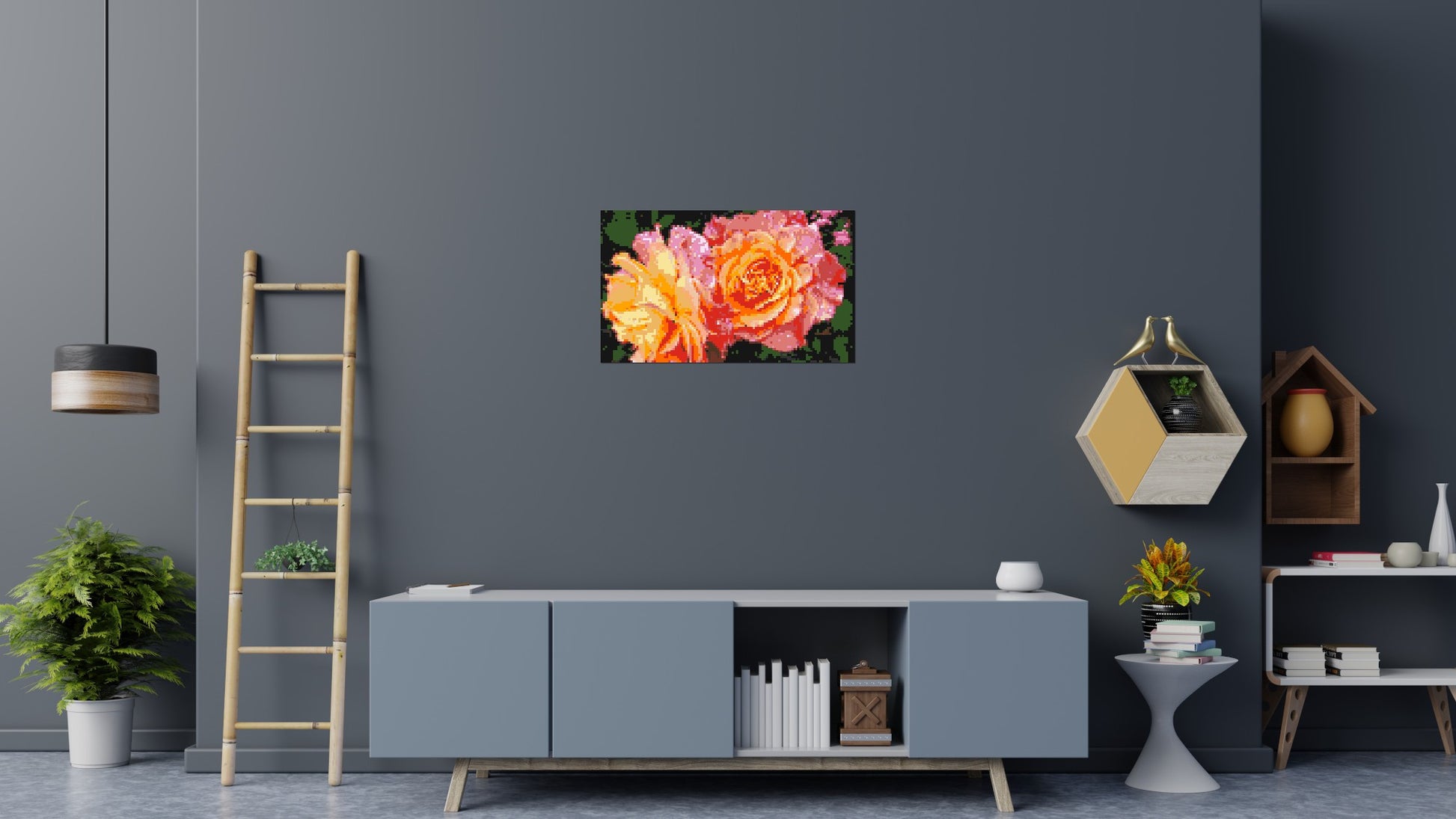 Roses - Brick Art Mosaic Kit 5x3 scene